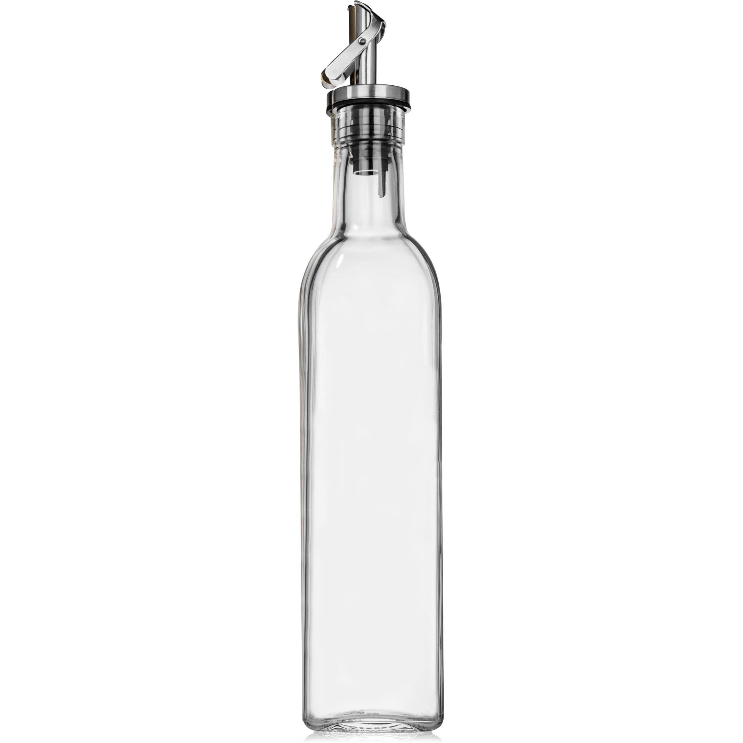 Greenolive Olive Oil Dispenser Bottle - 17 Oz. Clear Glass Bottle With No-Drip Bpa-Free Spout - Ideal For Kitchen And Cooking Essentials - Single Bottle
