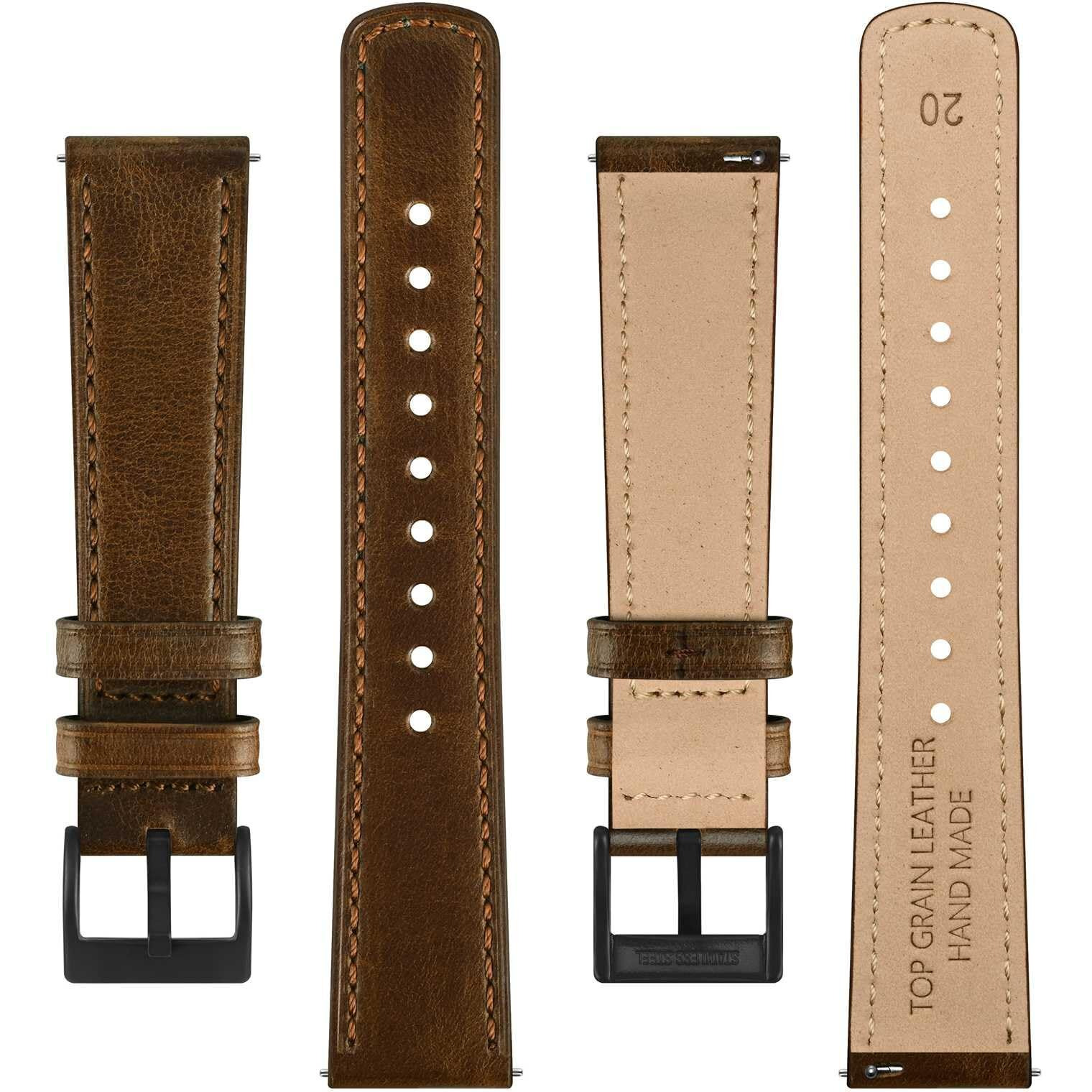 Bisonstrap Leather Watch Straps, Classic Oil Waxed Leather, Quick Release Replacement Band For Men And Women, 18Mm, Dark Brown/Black Buckle