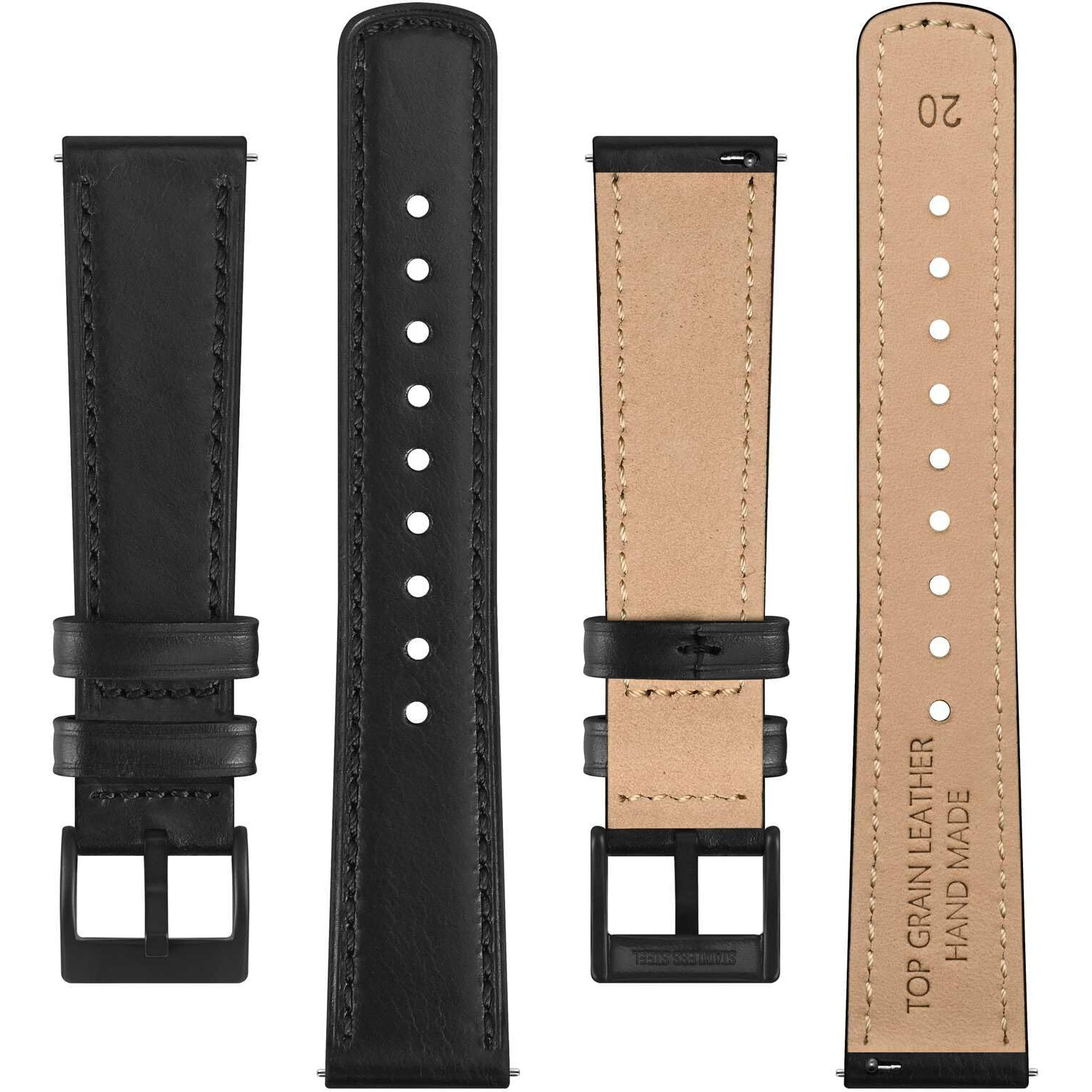 Bisonstrap Leather Watch Straps, Classic Oil Waxed Leather, Quick Release Replacement Band For Men And Women, 18Mm, Black/Black Buckle