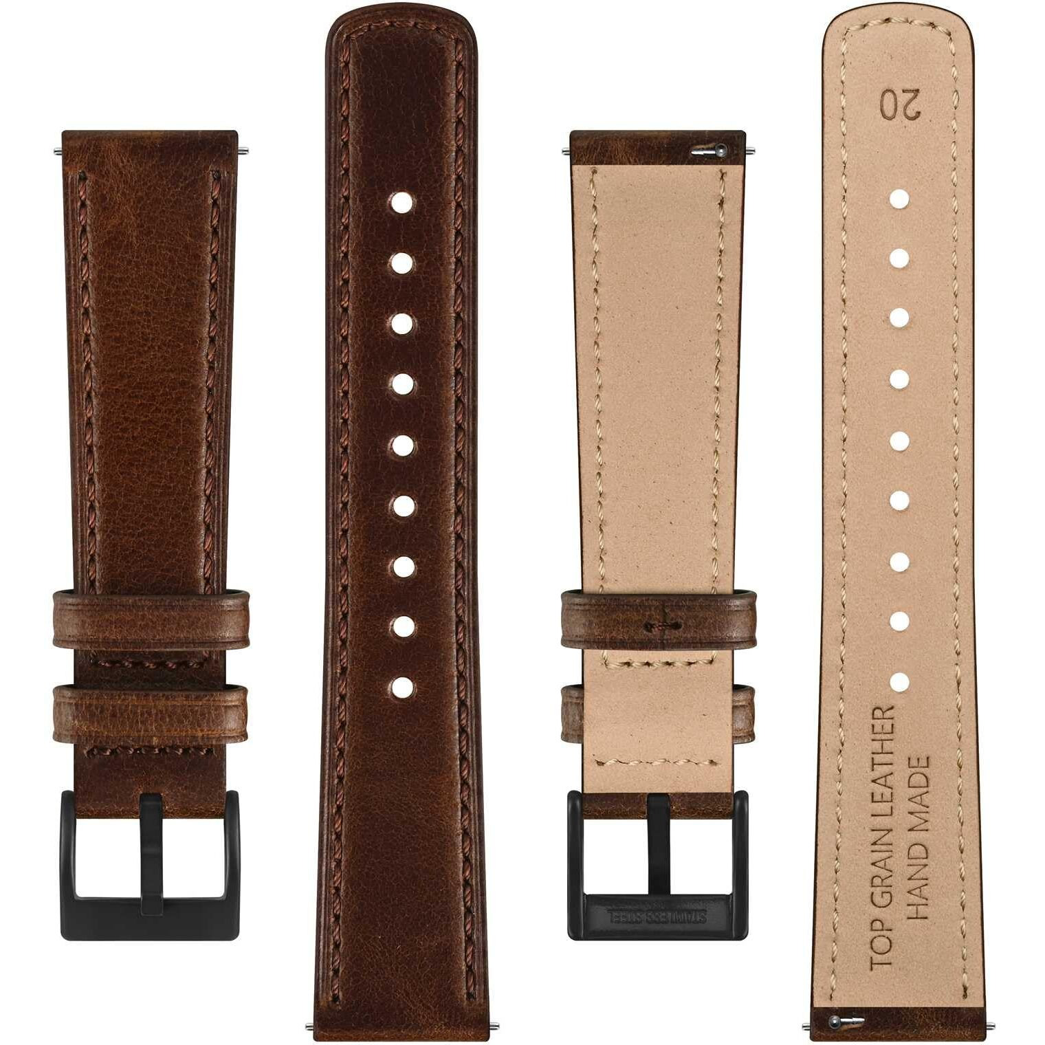 Bisonstrap Leather Watch Straps, Classic Oil Waxed Leather, Quick Release Replacement Band For Men And Women, 20Mm, Coffee Brown/Black Buckle