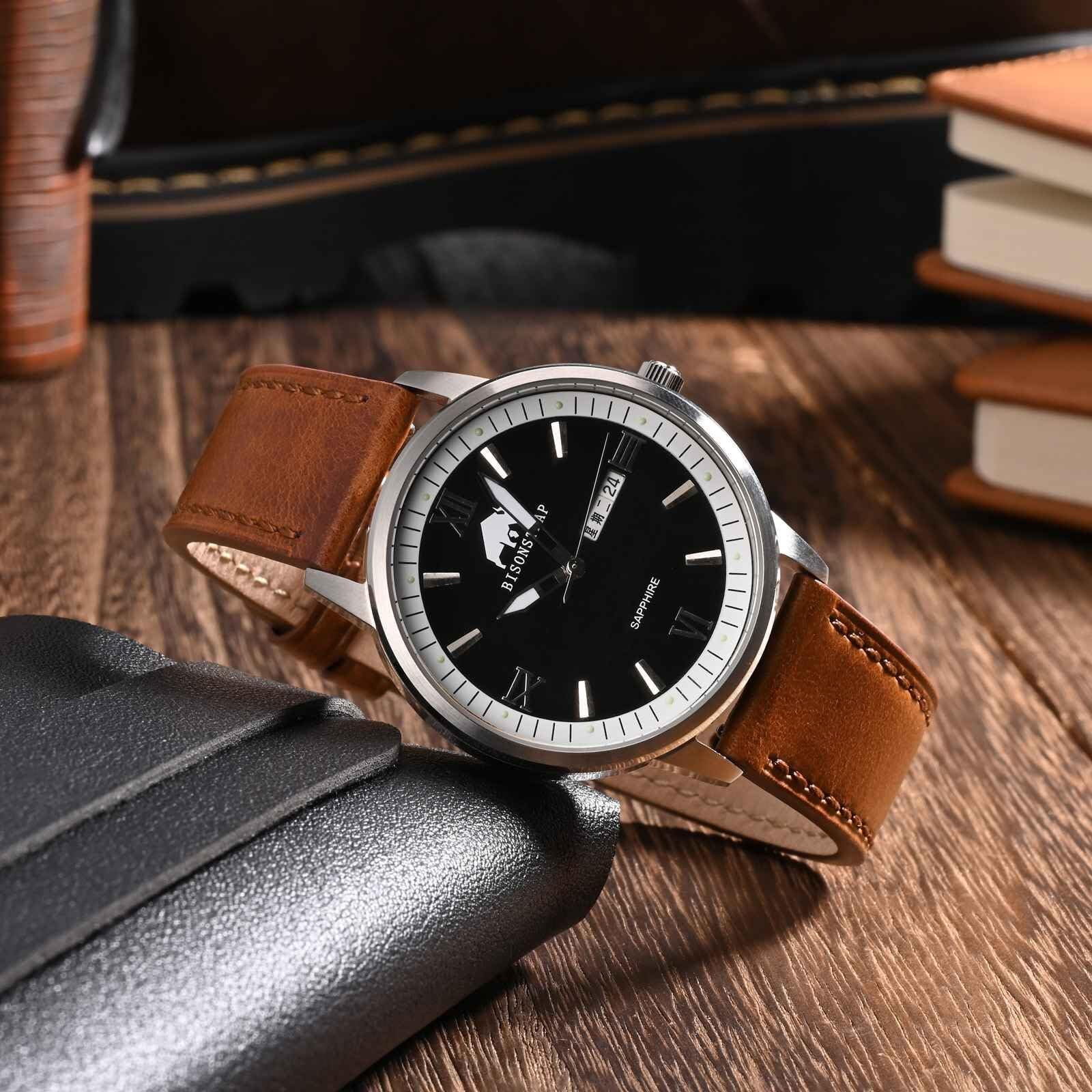 Bisonstrap Leather Watch Straps, Classic Oil Waxed Leather, Quick Release Replacement Band For Men And Women, 20Mm, Toffee Brown/Black Buckle