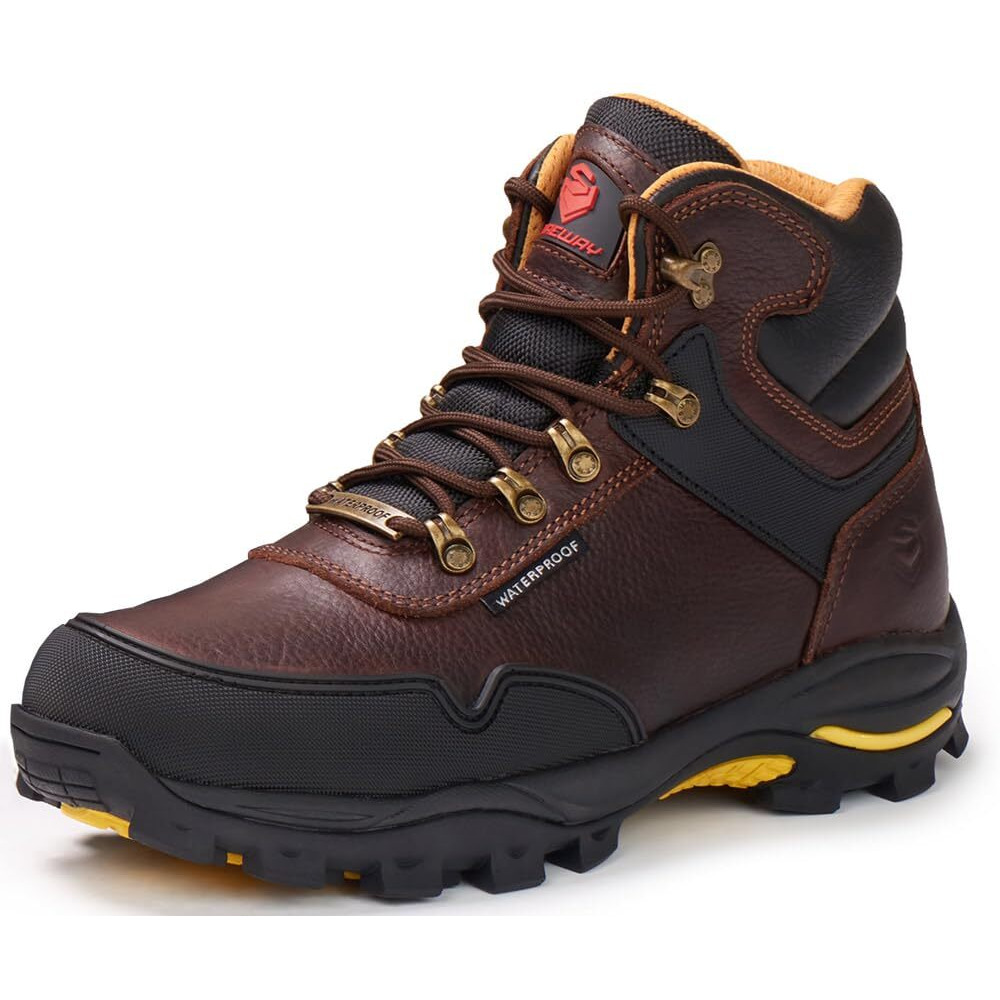 Sureway Men's 6"" Soft Toe Heavy Duty Waterproof Work Boot - Leather,Lace Up,Oil/Slip Resistant Dual-Density Comfortable Eh Construction Industrial Ankle Safety Men Work Boots, Roofing, Hunting
