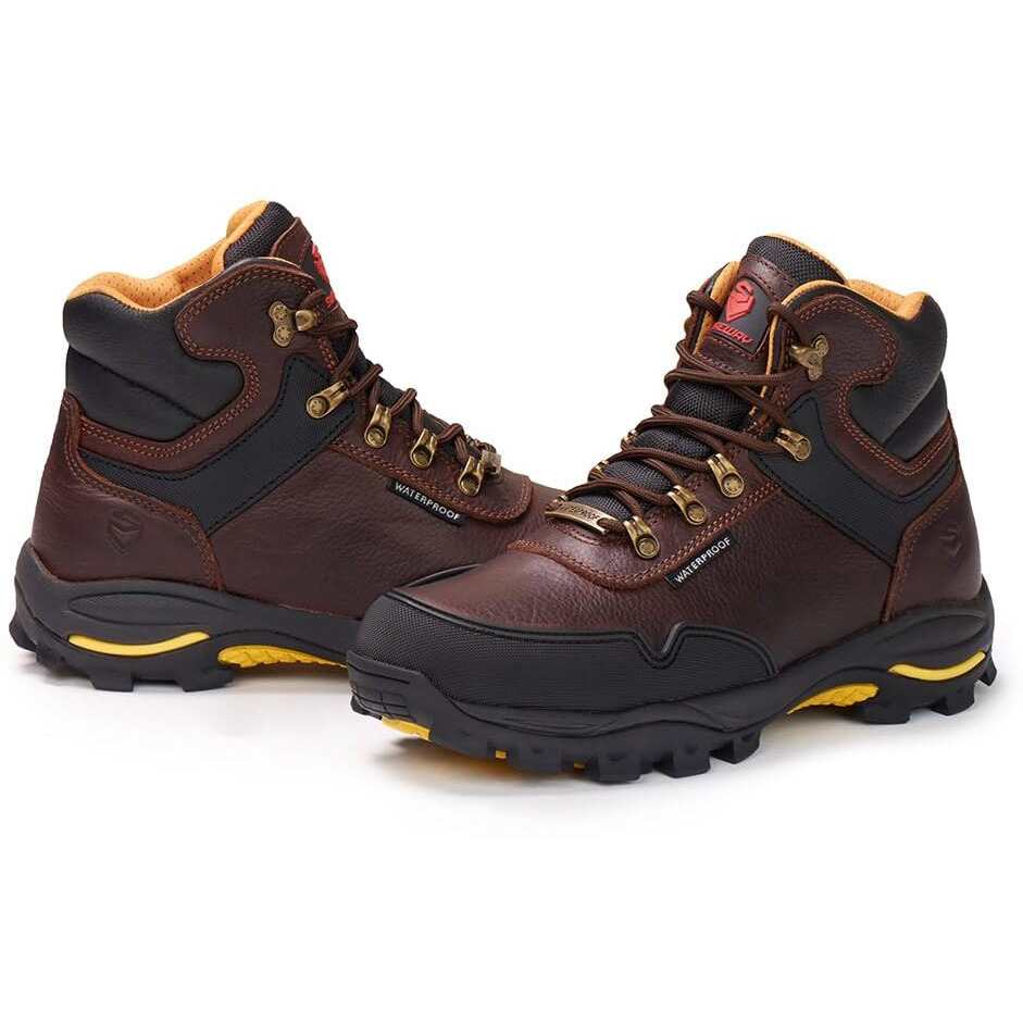 Sureway Men's 6"" Soft Toe Heavy Duty Waterproof Work Boot - Leather,Lace Up,Oil/Slip Resistant Dual-Density Comfortable Eh Construction Industrial Ankle Safety Men Work Boots, Roofing, Hunting