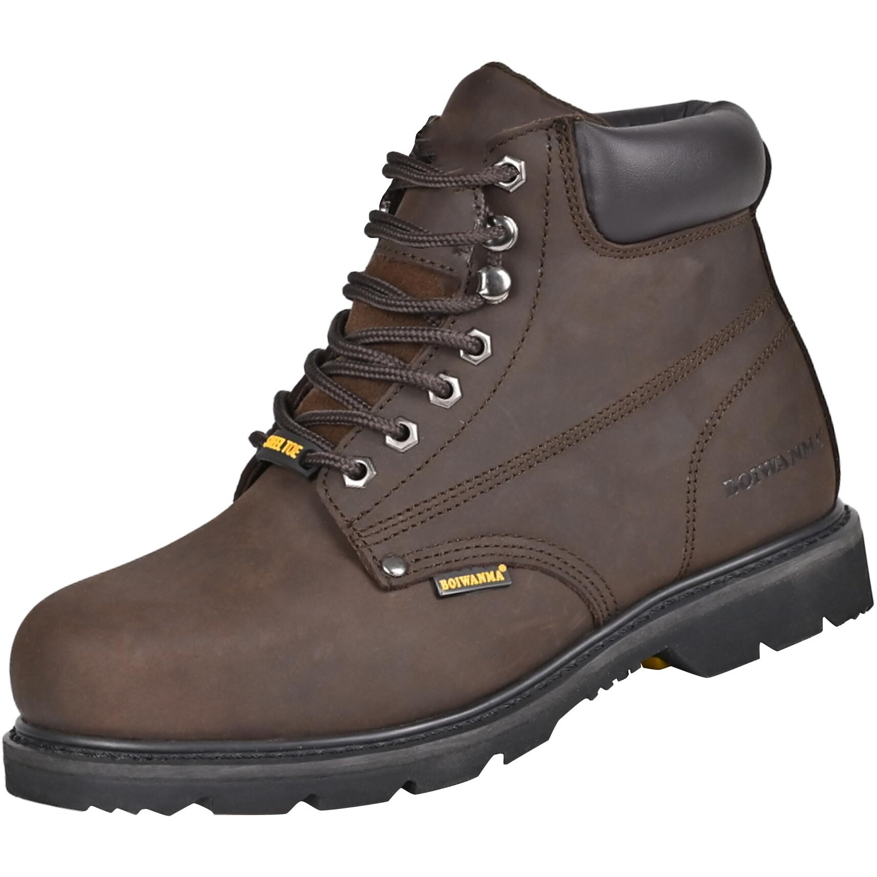 Boiwanma Work Boots For Men, Steel Toe, Leather, Oil, Slip And Heat Resistant Heavy Duty Wide Industrial & Construction Safety Boots, Us 11.5W