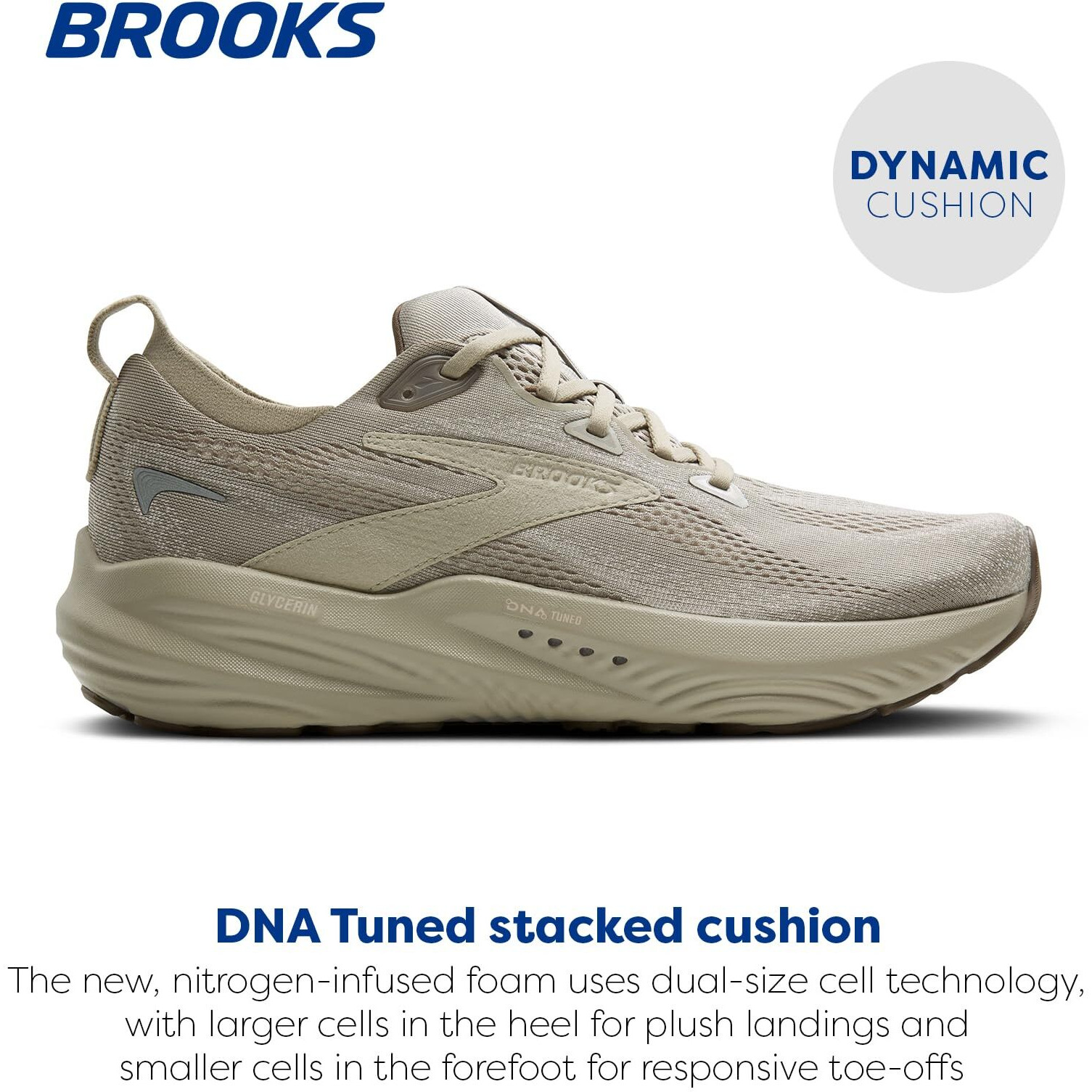 Brooks Mens Glycerin 22 Neutral Running Shoe - London-Fog/Almond Oil/Falcon - 14 Medium