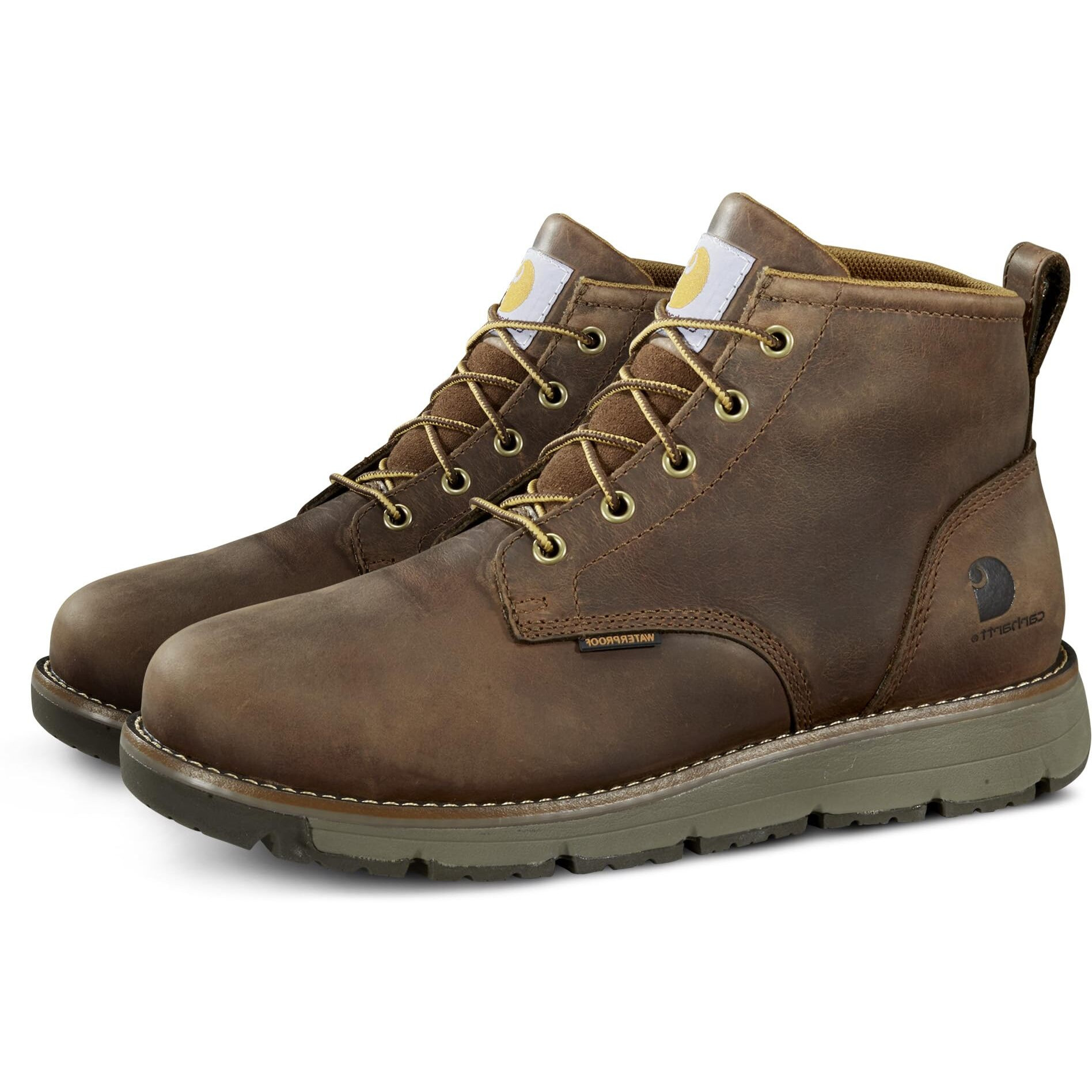 Carhartt Millbrook Waterproof Wedge Boot - Work Boots For Men In Brown, Slip & Electrical Hazard Resistant, With 5"" Shaft, Breathable Membrane, And Lightweight Eva Midsole, Brown Oil Tanned - 8.5 M