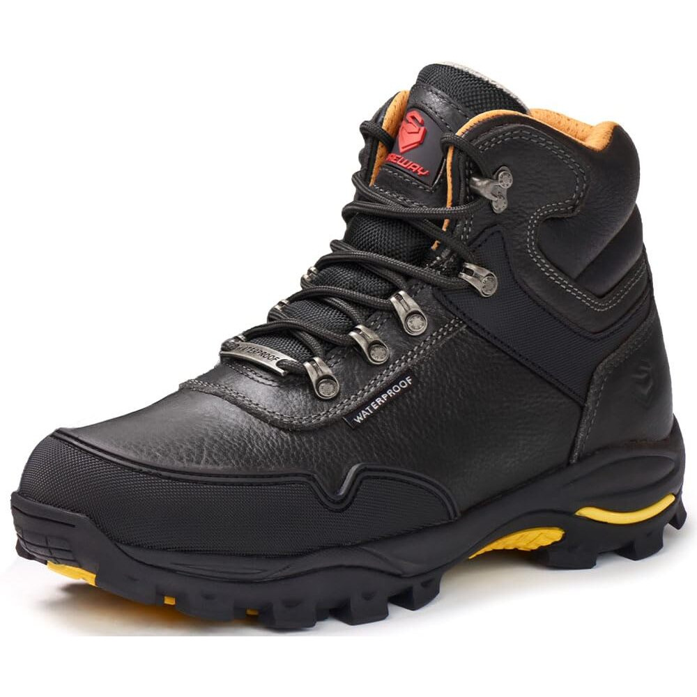 Sureway Men's 6"" Steel Toe Waterproof Heavy Duty Work Boot - Leather,Lace Up,Oil/Slip Resistant Dual-Density Comfortable Eh Construction Industrial Ankle Safety Men Work Boots, Roofing, Hunting