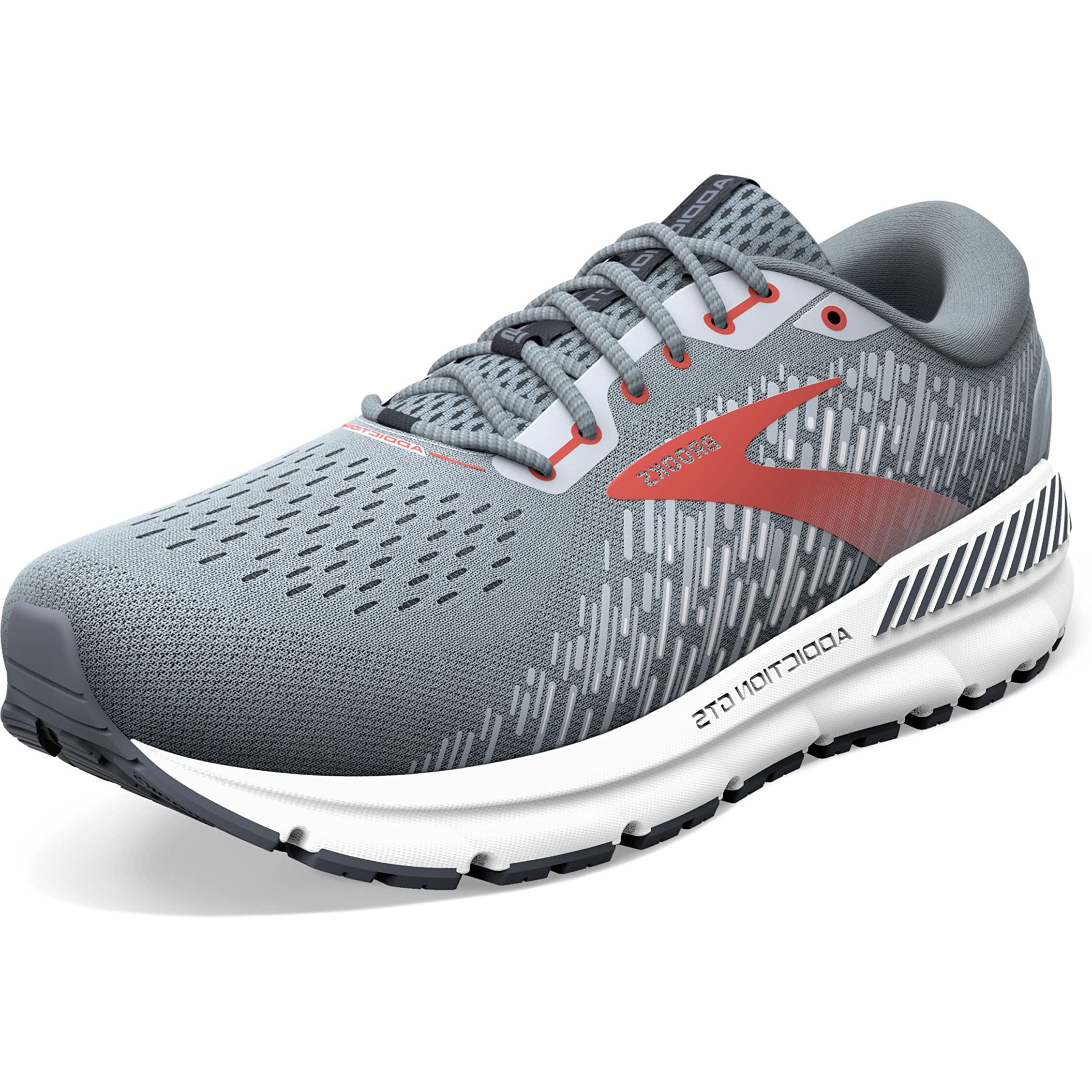 Brooks Men's Addiction Gts 15 Supportive Running Shoe - Grey/Ebony/Chili Oil - 9.5 Narrow