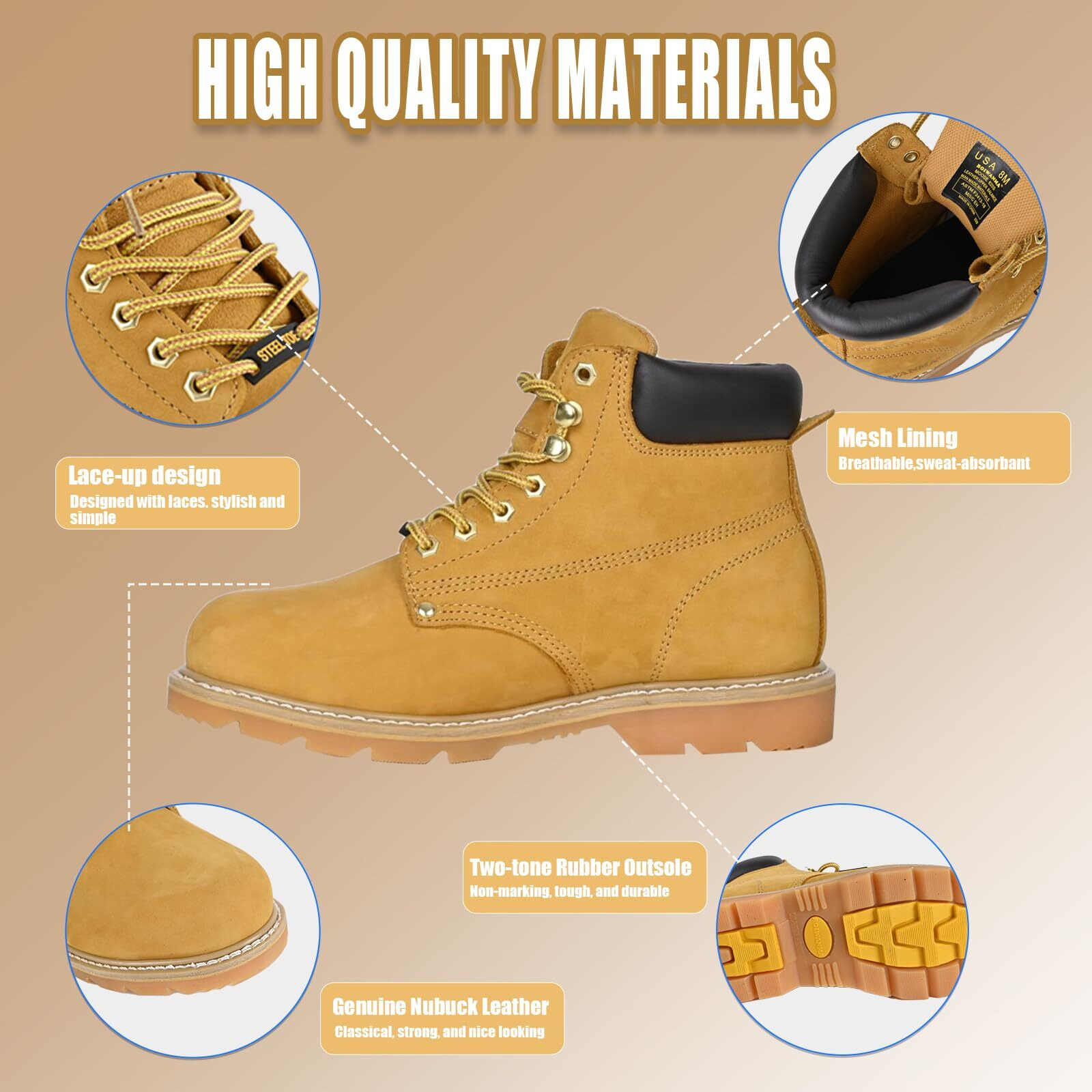 Boiwanma Work Boots For Men, Steel Toe, Leather, Oil, Slip And Heat Resistant Heavy Duty Wide Industrial & Construction Safety Boots, Us 14W