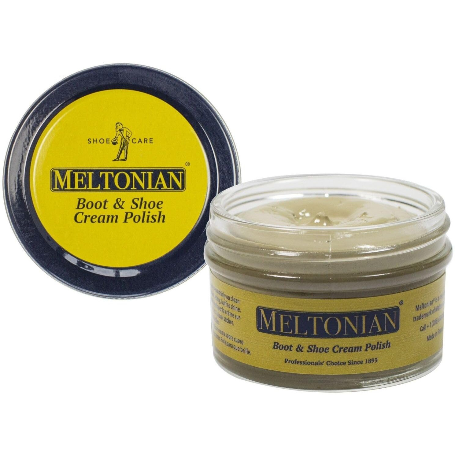 Meltonian Cream Shoe Polish - Boot Polish, Leather Shoe Polish Oil Based With Beeswax - Restores & Protects, 60+ Colors, Bone