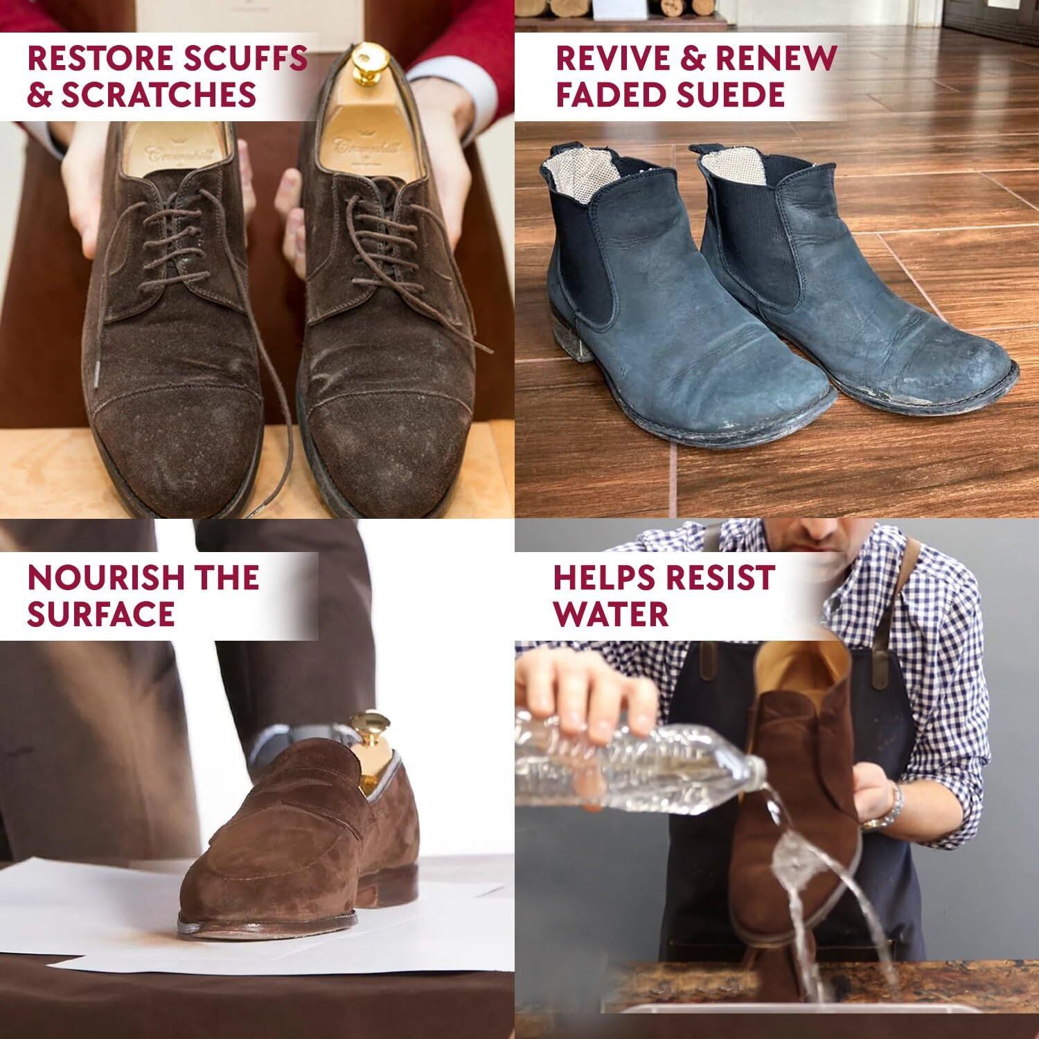 Tarrago Nubuck Suede Colour Renovator - Renews Color Of Suede & Nubuck Footwear - Contains Synthetic Polymer And Vegetal Oil - Self-Applicator Bottle With Sponge, 75 Ml / 2.54Fl.Oz, Red