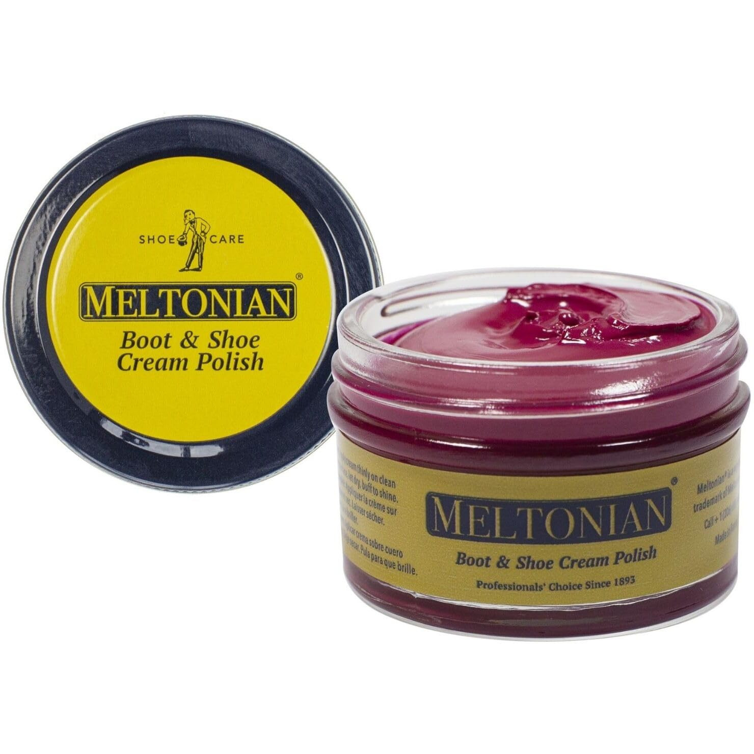 Meltonian Cream Shoe Polish - Boot Polish, Leather Shoe Polish Oil Based With Beeswax - Restores & Protects, 60+ Colors, Raspberry