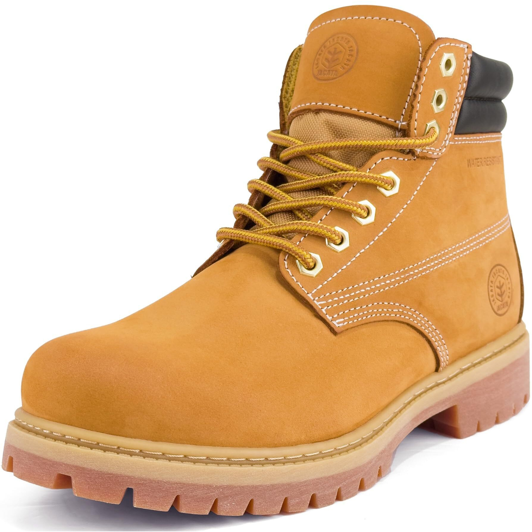 Jacata Work Boots For Men Water Oil Resistant Leather Construction Rubber Sole Utility Industrial Mens Boots (Size 11)