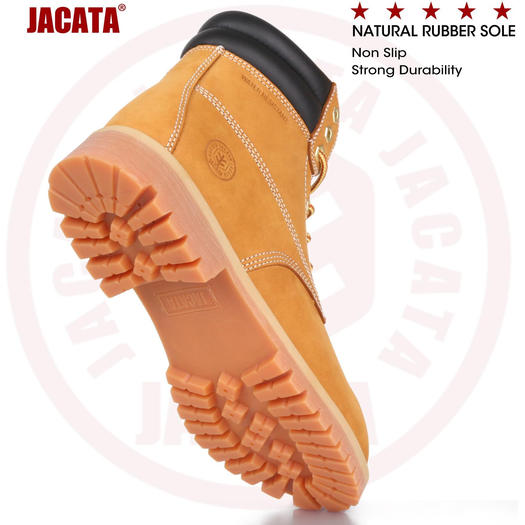 Jacata Work Boots For Men Water Oil Resistant Leather Construction Rubber Sole Utility Industrial Mens Boots (Size 11)