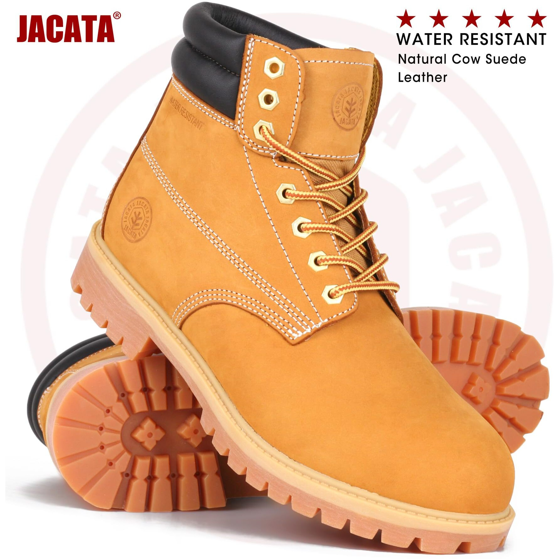 Jacata Men's Water Resistant Leather Work Boot Rubber Sole Construction Oil Resistant Utility Industrial Boots (Size 10)