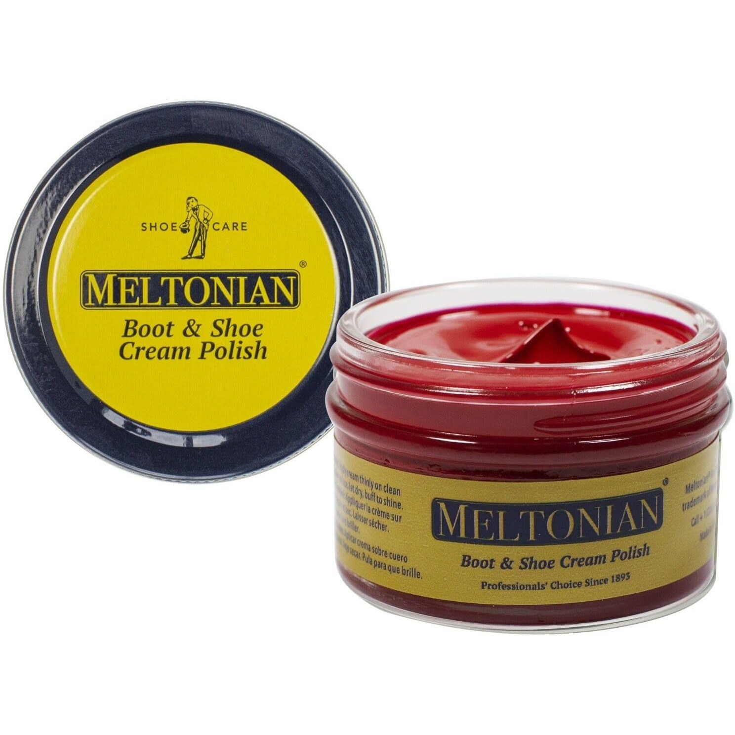 Meltonian Cream Shoe Polish - Boot Polish, Leather Shoe Polish Oil Based With Beeswax - Restores & Protects, 60+ Colors, Cardinal Red