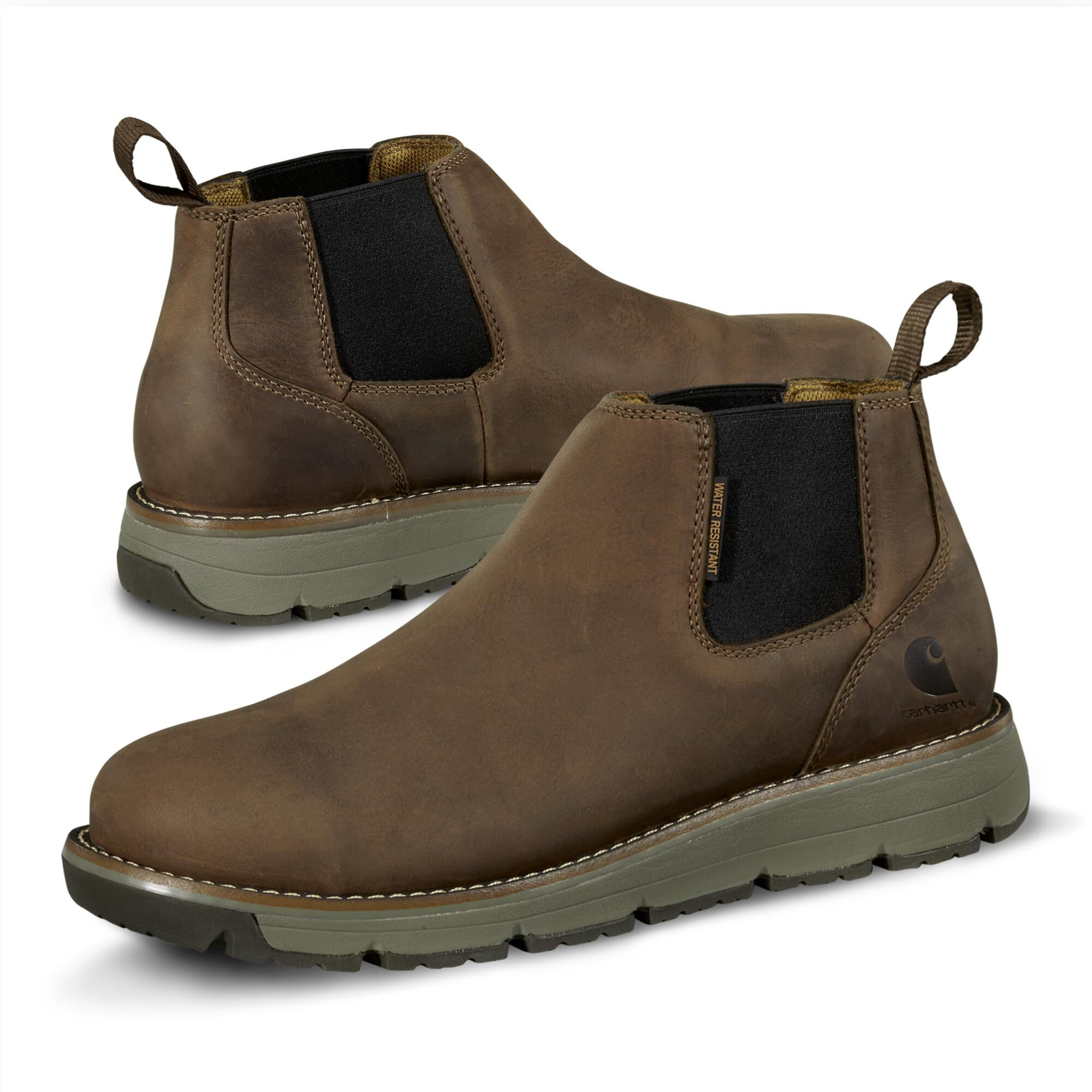 Carhartt Millbrook 4"" Romeo Steel Toe Wedge Work Boot - Work Boots For Men On The Move, Brown Oil Tanned Leather, Slip & Electrical Hazard Resistant, Fastdry, And Rain Defender, Brown - 10.5 W
