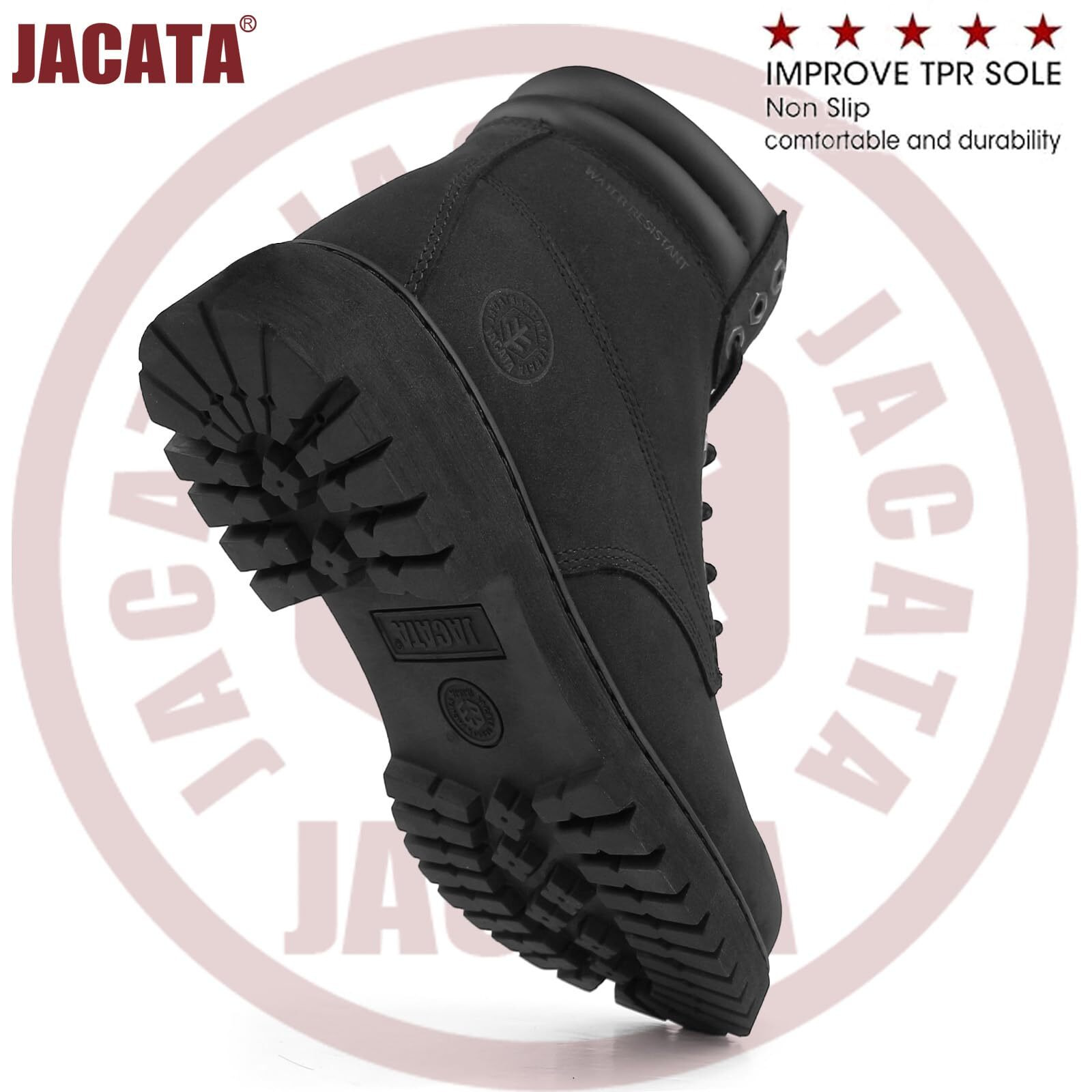Jacata Men's Water Resistant Leather Work Boot Rubber Sole Construction Oil Resistant Utility Industrial Boots(Size 10)