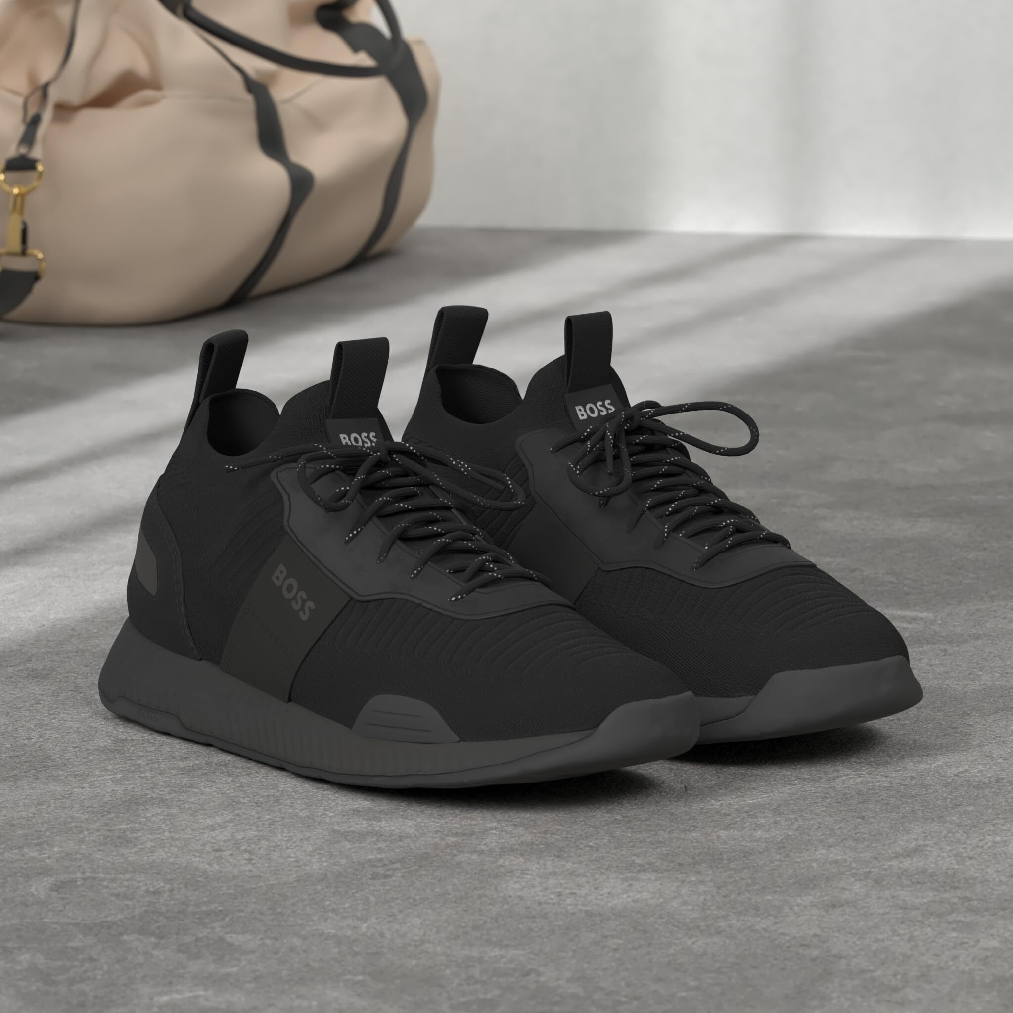 Boss Men's Mesh Mix Running Sneakers, Black Oil, 7