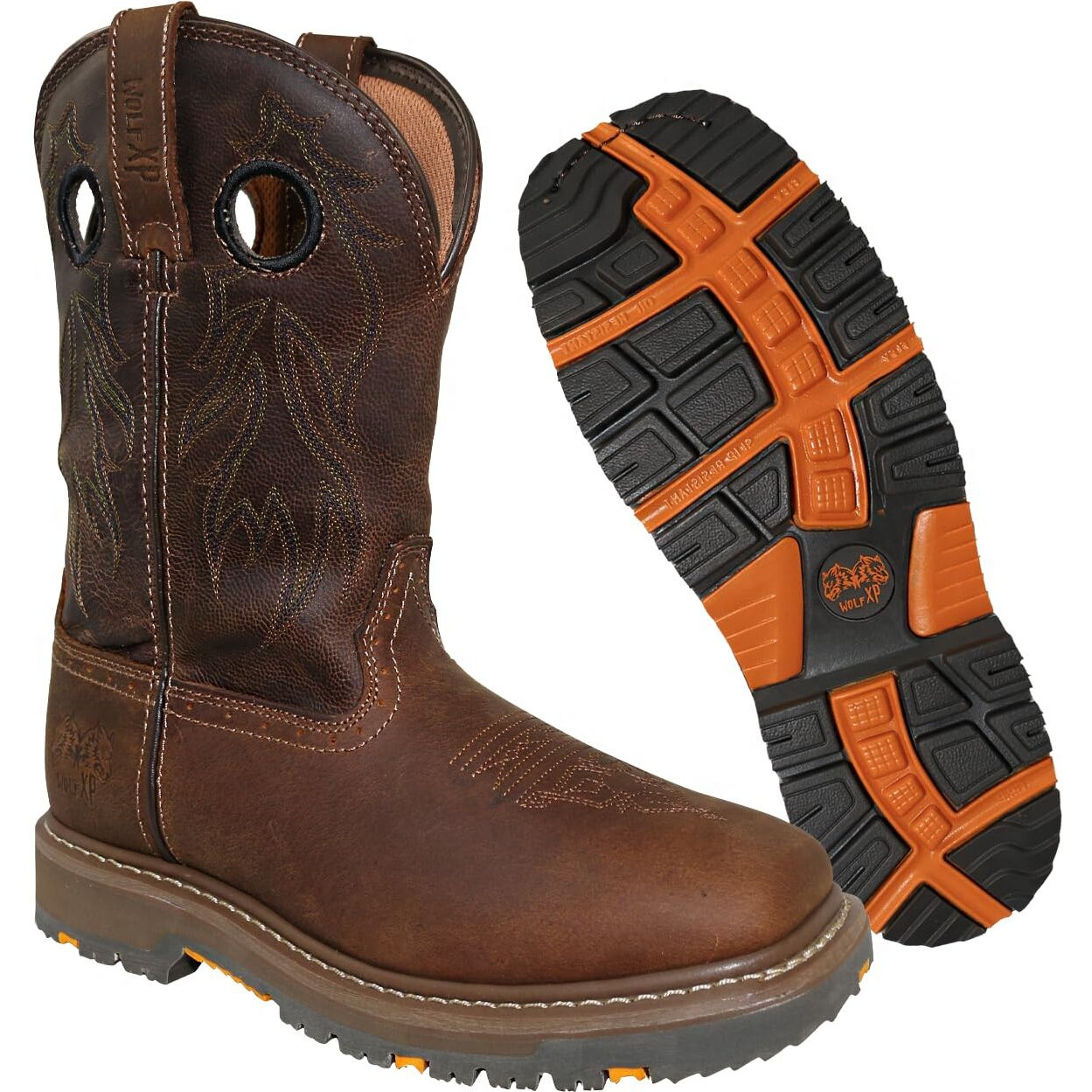 Wolf Genuine Leather Mens Work Boots - Insulated, Oil & Slip Resistant Construction Work Boots Men
