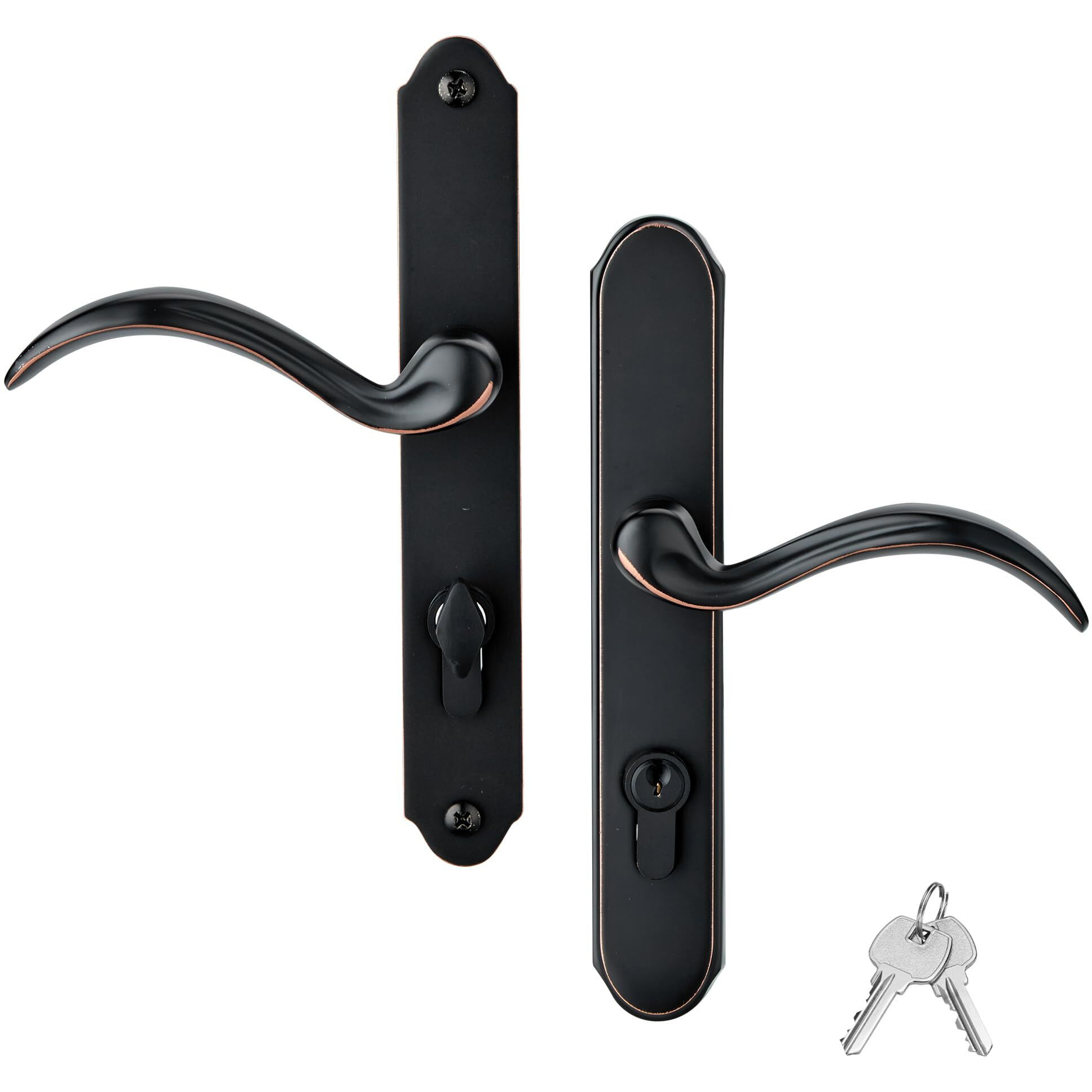 Hotifytools Storm Door Handle Replacement Compatible With Pella, Storm Door Handle Set With Key And Lock Cylinder For Storm Doors And Screen Doors, Mortise Lock Not Included (Oil-Rubbed Bronze)