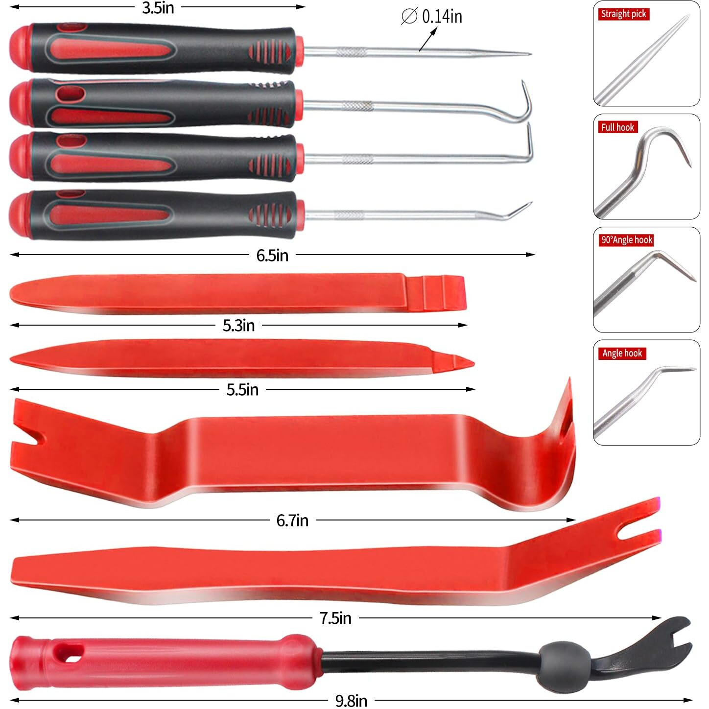 Auto Trim Removal Tool Set Pry Tool Kit, Wetado Panel Removal Tool, Automotive Hook Set, Car Auto Oil Seal/O-Ring Seal Gasket Mini Precision Hooks