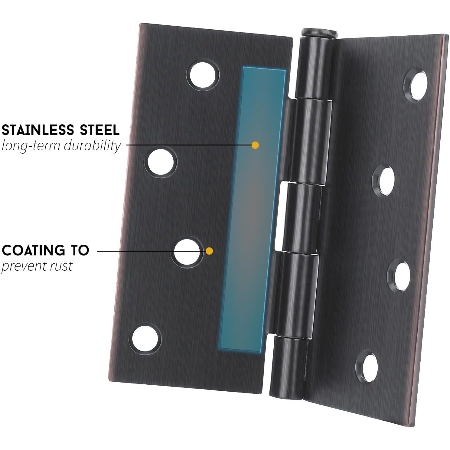 Goldenwarm Interior And Exterior Door Hinges Oil Rubbed Bronze Door Hinges 4 Inch X 4 Inch With Square Corners,6 Pack