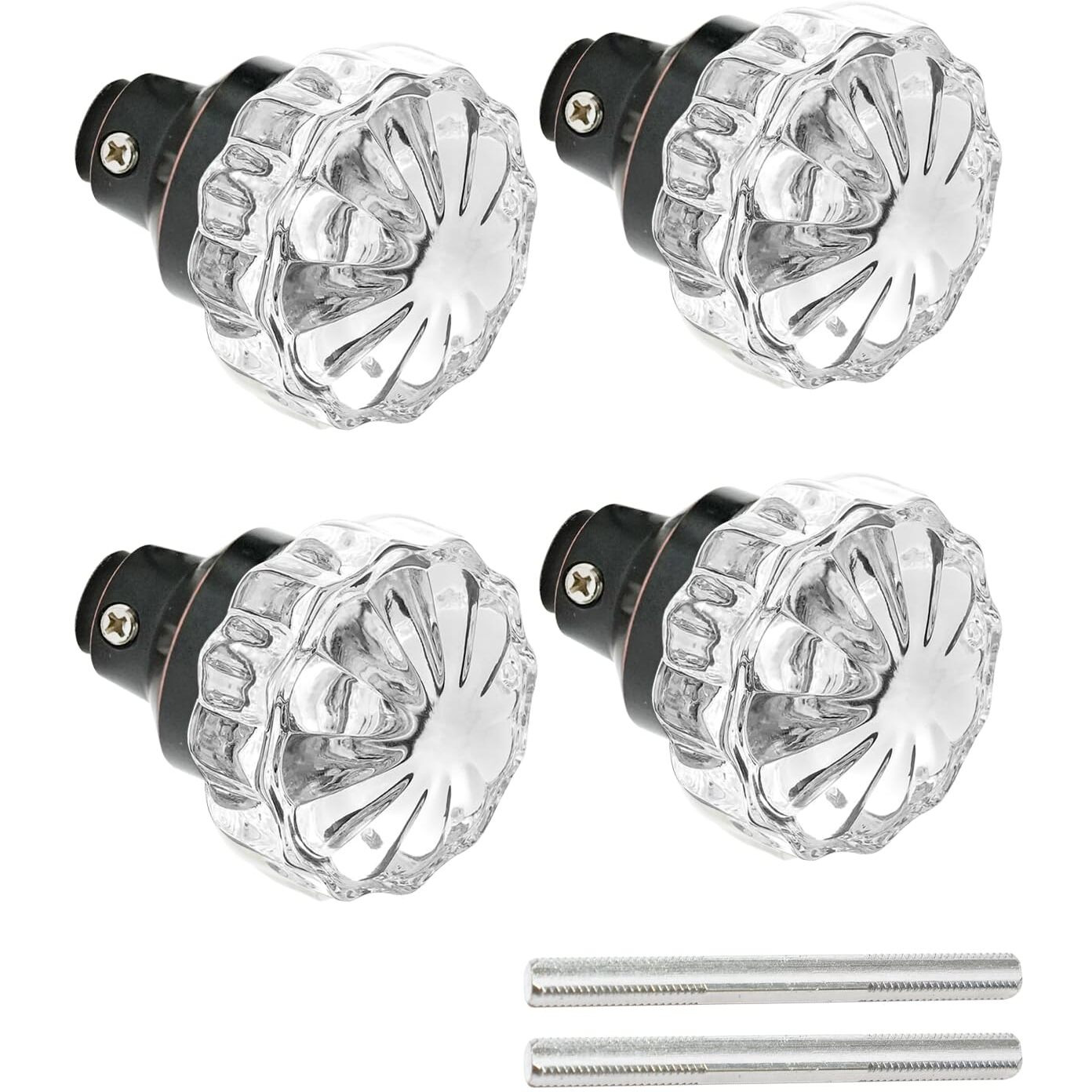 Glass Door Knobs Interior - Vintage Crystal Glass Knobs With Antique Mortise Lock Replacement For Interior Doors, Cabinets, Old-World Style Restorations Oil Rubbed Bronze 2 Pack