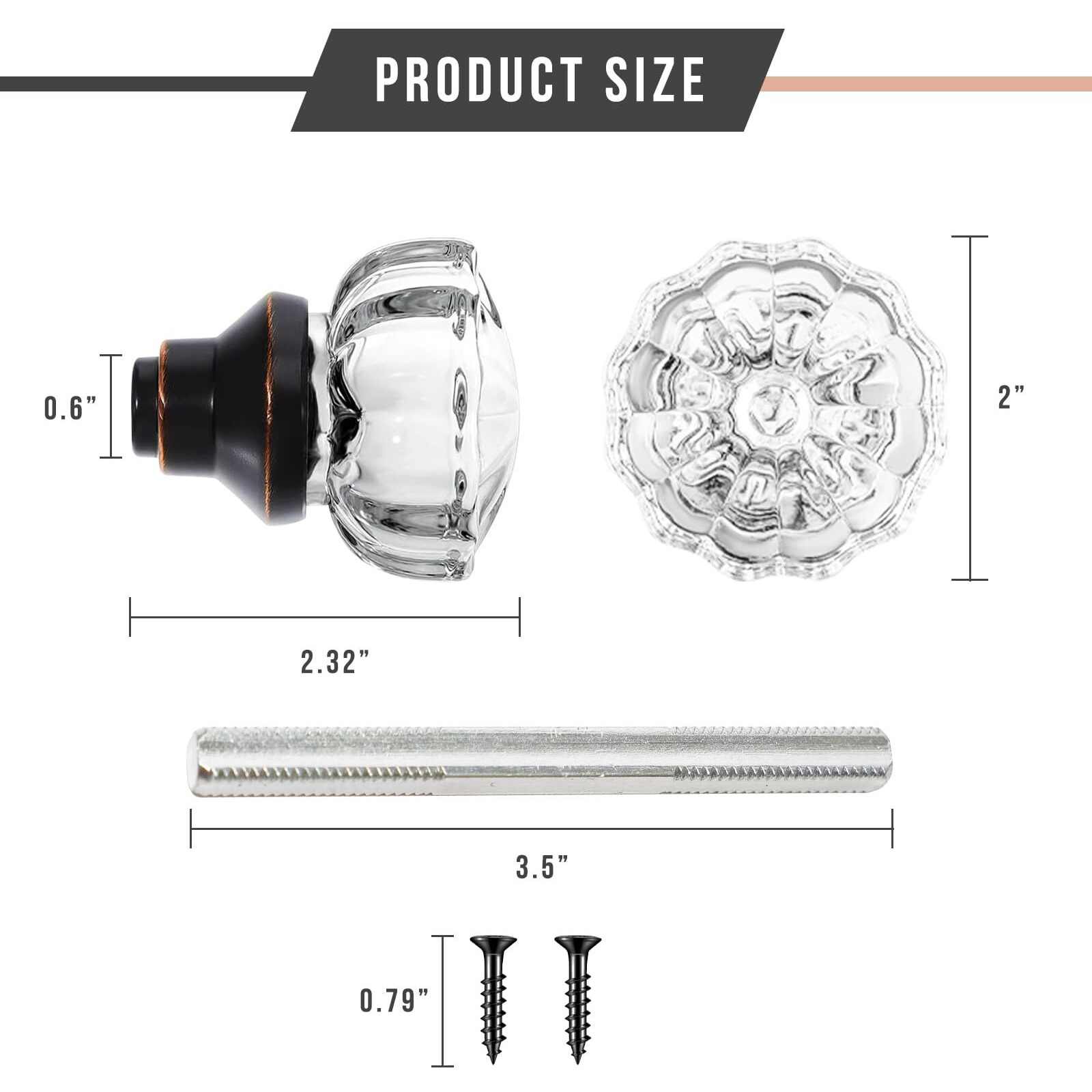 Glass Door Knobs Interior - Vintage Crystal Glass Knobs With Antique Mortise Lock Replacement For Interior Doors, Cabinets, Old-World Style Restorations Oil Rubbed Bronze 2 Pack