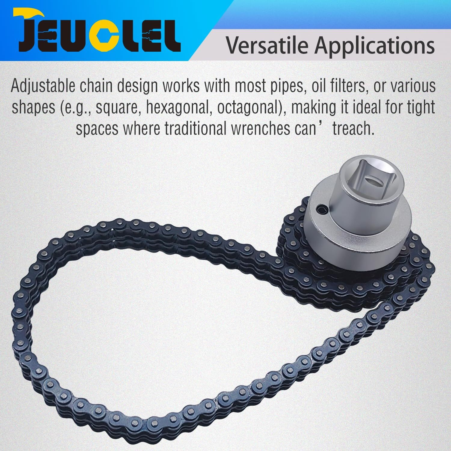 Jeuclel 1/2"" Drive Oil Filter Strap Wrench(73-169.5Mm), Oil Filter Chain Wrench Compatible With Most Vehicles Engine Maintenance, Auto Repair Removal Installation Tool