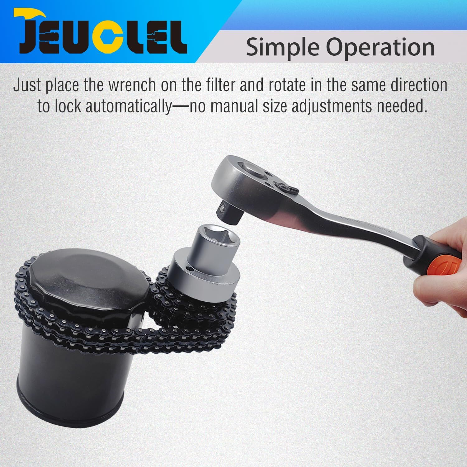 Jeuclel 1/2"" Drive Oil Filter Strap Wrench(73-169.5Mm), Oil Filter Chain Wrench Compatible With Most Vehicles Engine Maintenance, Auto Repair Removal Installation Tool