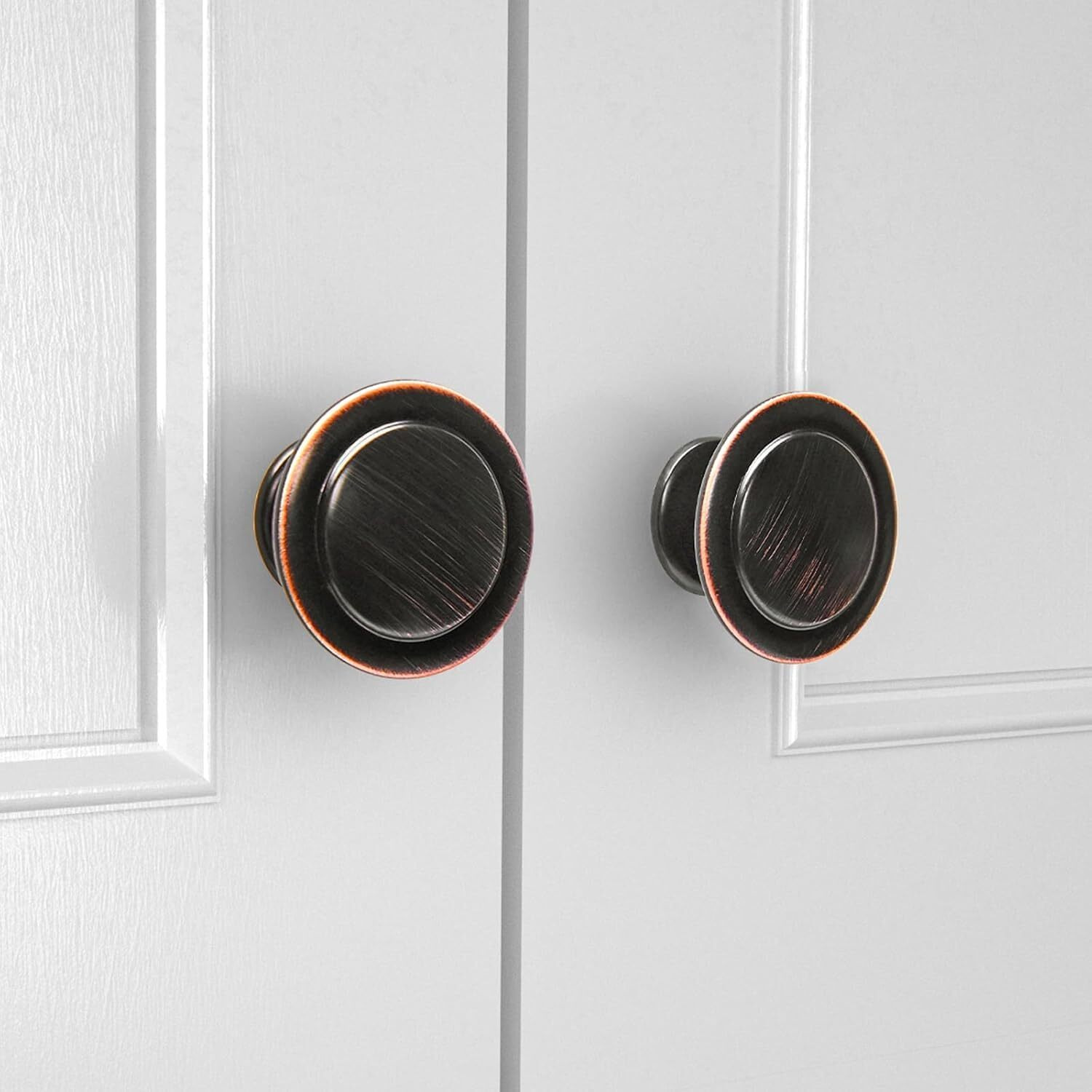 Homotek 25 Pack Cabinet Knobs Drawer Pulls Zinc Stepped Round Dresser Handles,Kitchen,Cupboard, Bathroom, Wardrobe, Cabinet Hardware,Oil Rubbed Bronze