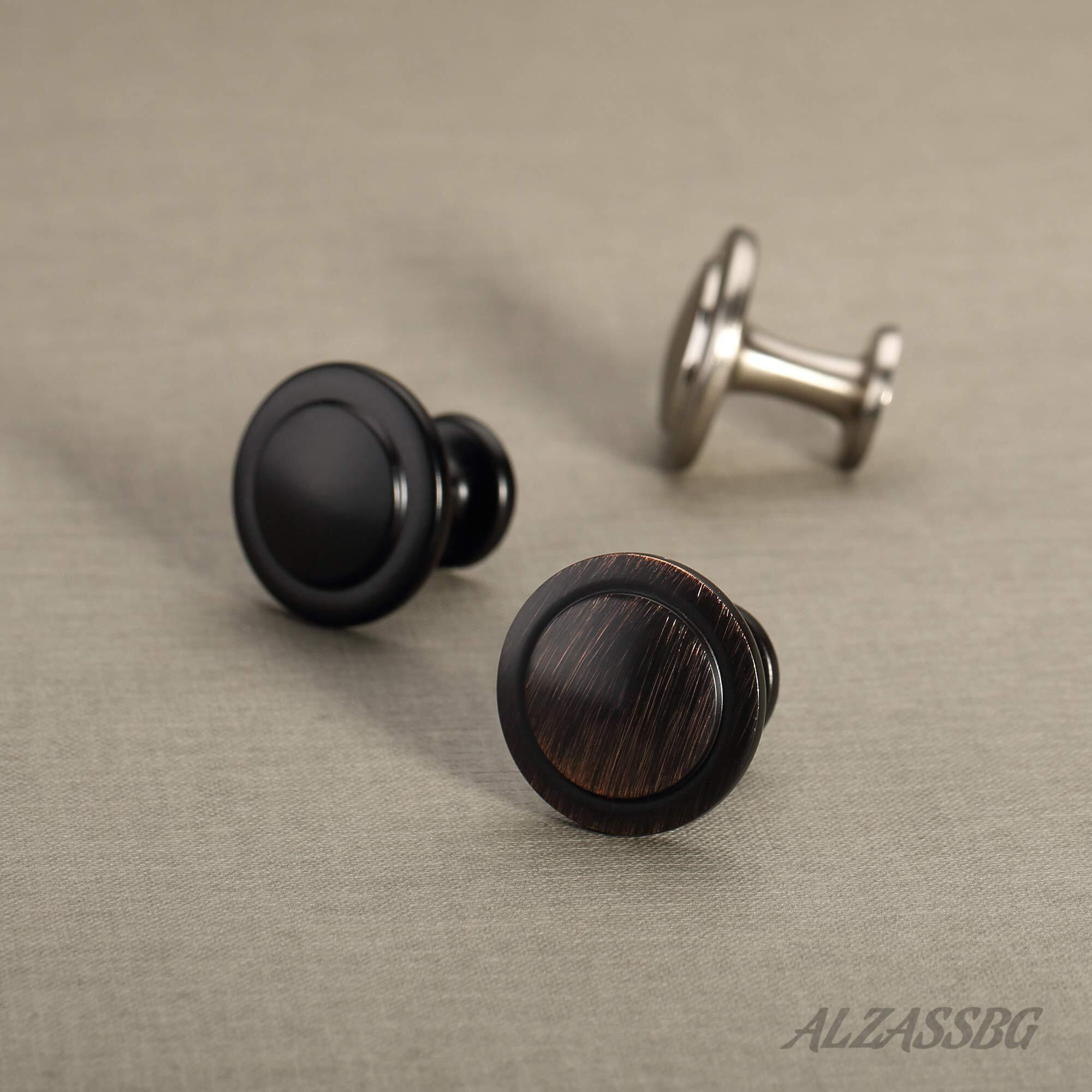 Alzassbg 5 Pack Oil Rubbed Bronze Cabinet Knobs, 1-1/4 Inch Diameter Round Kitchen Knobs For Cabinets And Drawers Al6012Orb