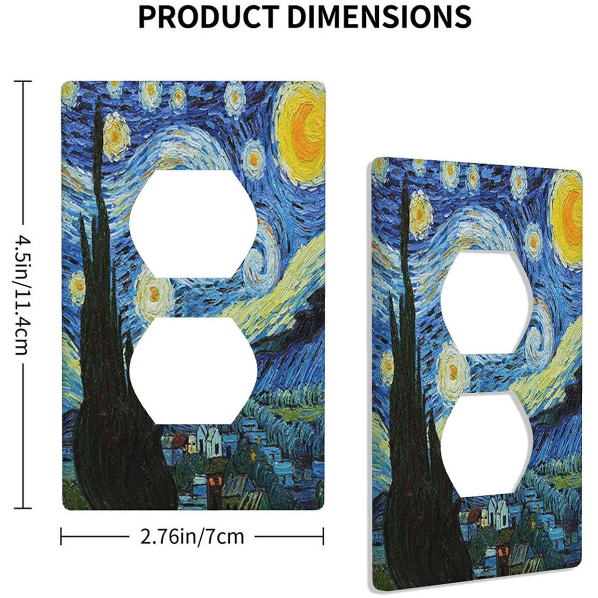 Moslion Starry Night Wall Plate Covers Van Gogh Oil Painting Arts Farmhouse Sky Moon 1-Gang Outlet Cover Switch Plug Duplex Home Decorative Office