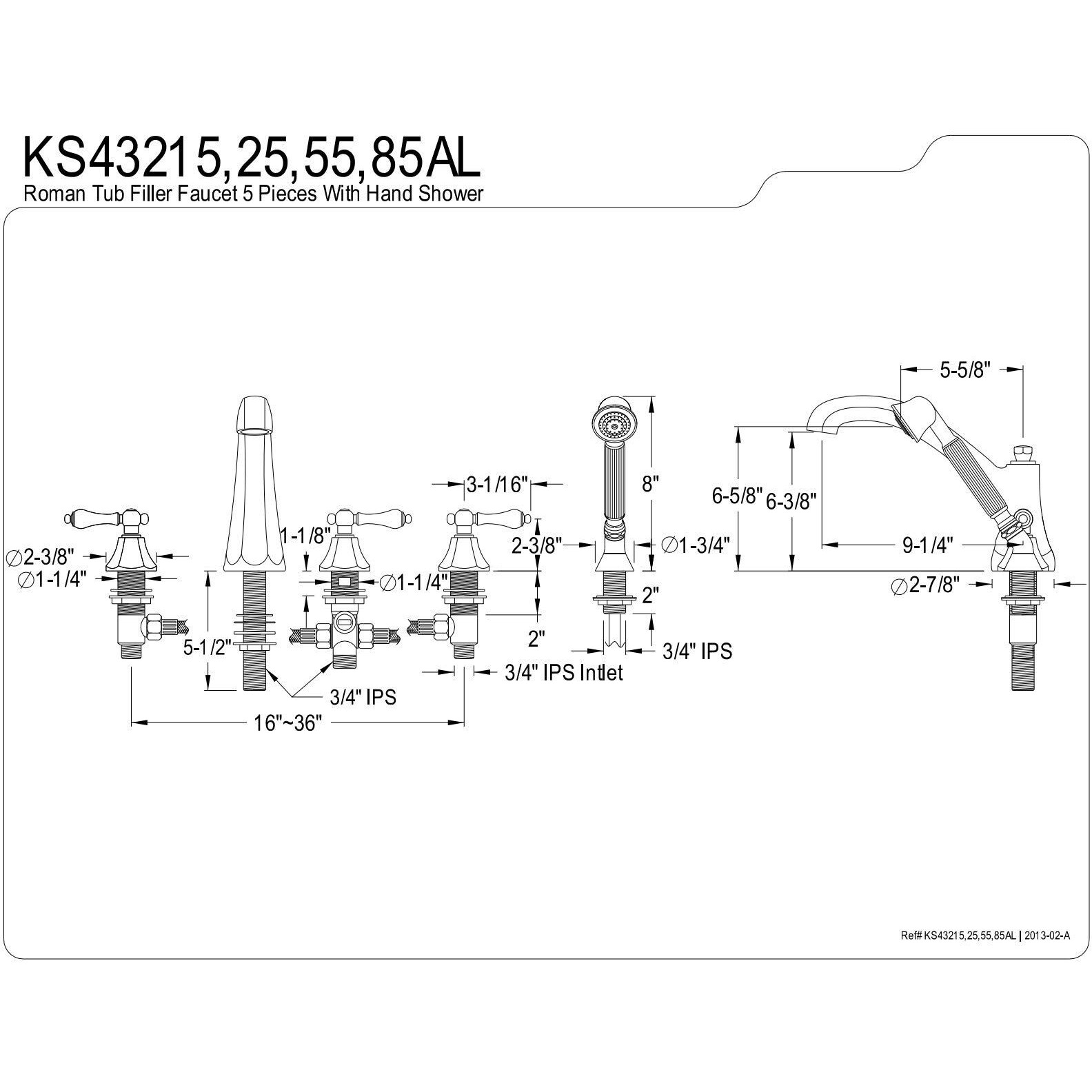 Kingston Brass Ks43255Al Metropolitan Roman Tub Faucet, 8-Inch Adjustable Center, Oil Rubbed Bronze