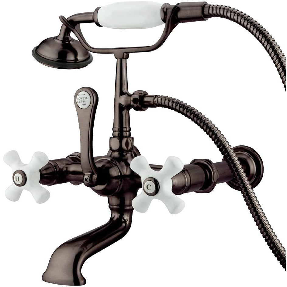 Kingston Brass Cc549T5 Vintage 7-Inch Spread Wall Mount Leg Tub Filler With Hand Shower, Oil Rubbed Bronze