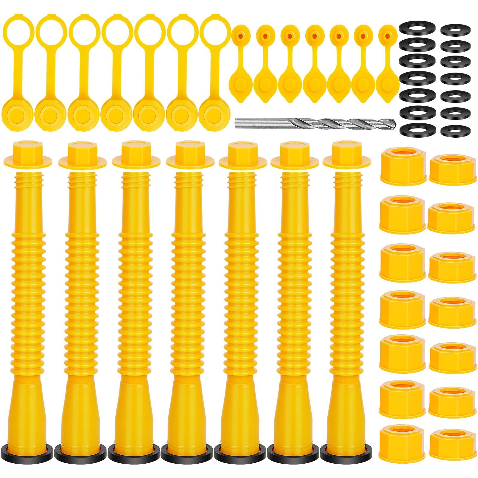 Godboy (7 Kit-Yellow Gas Can Spout Replacement, Gas Can Nozzle, Flexible Pour Nozzle Suitable For Most 1/2/5/10 Gal Oil Cans, Fuel Can Spout Replacement