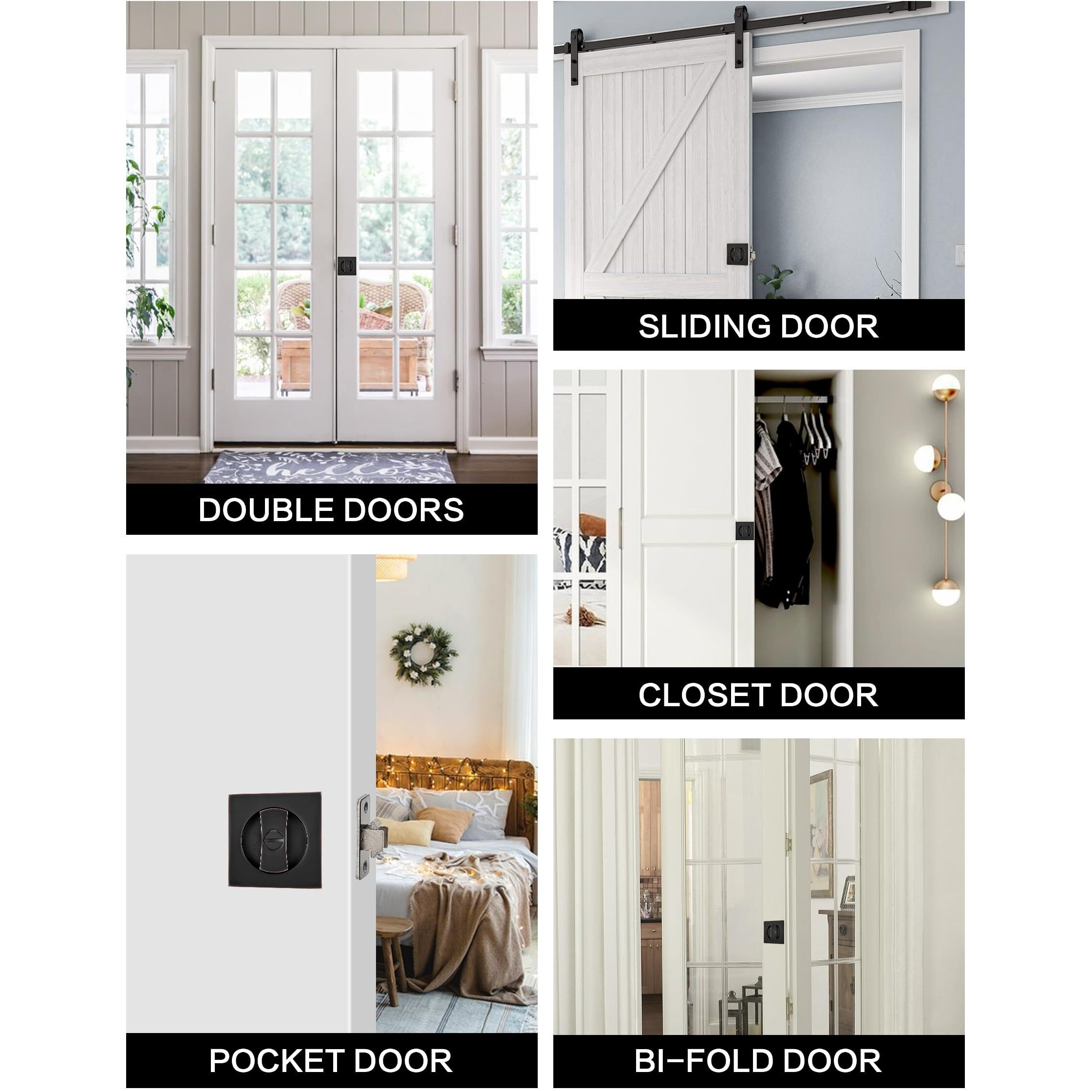 Lethato Pocket Door Hardware Oil Rubbed Bronze, Pocket Door Lock, Pocket Door Latch, Bronze Contemporary Pocket Door Privacy Lock(1 Pack, Square)