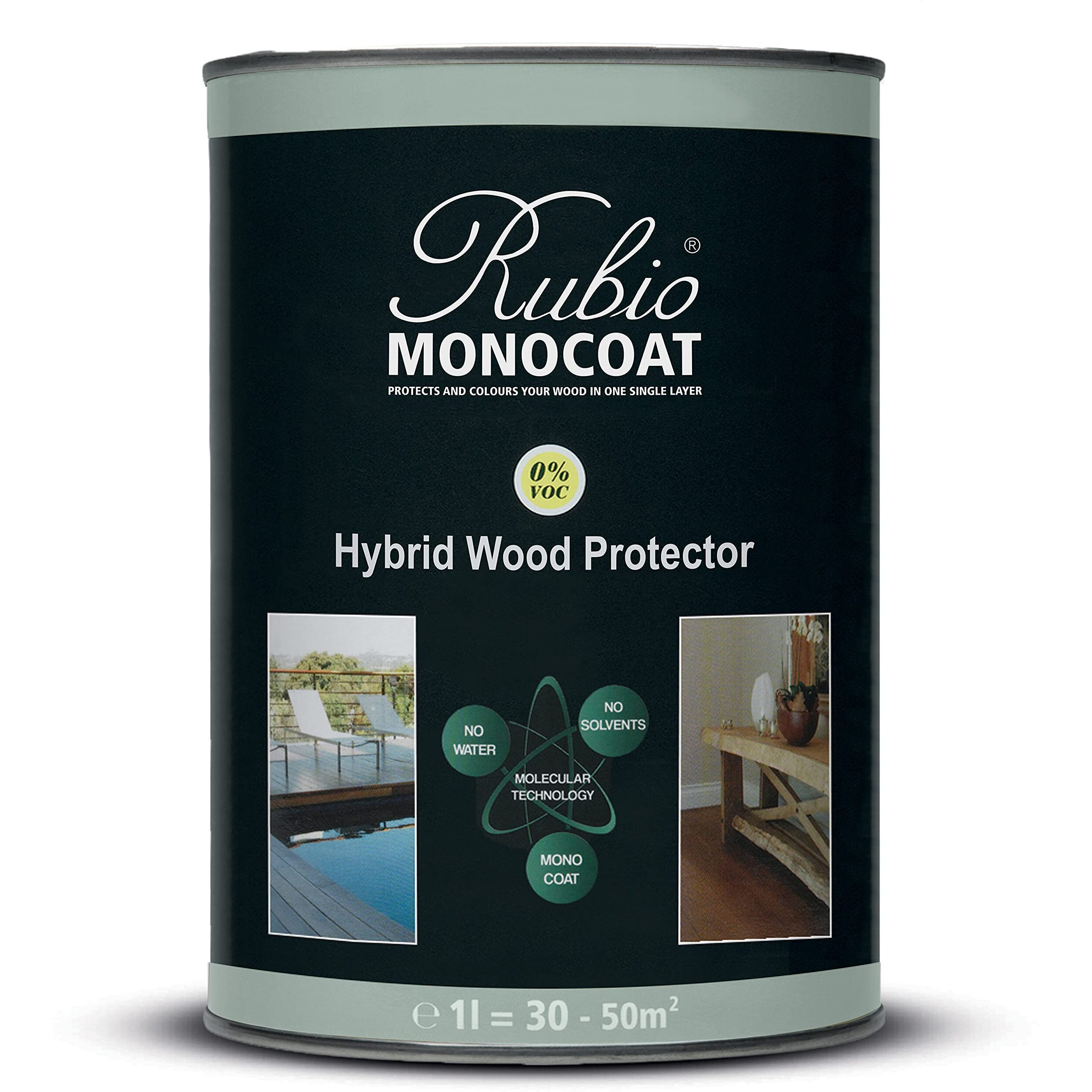 Rubio Monocoat Hybrid Wood Protector 300 Ft - Grey | Exterior Wood Oil Finish, Color & Uv Protection For Outdoor Wooden Surfaces & Furniture | 1 L