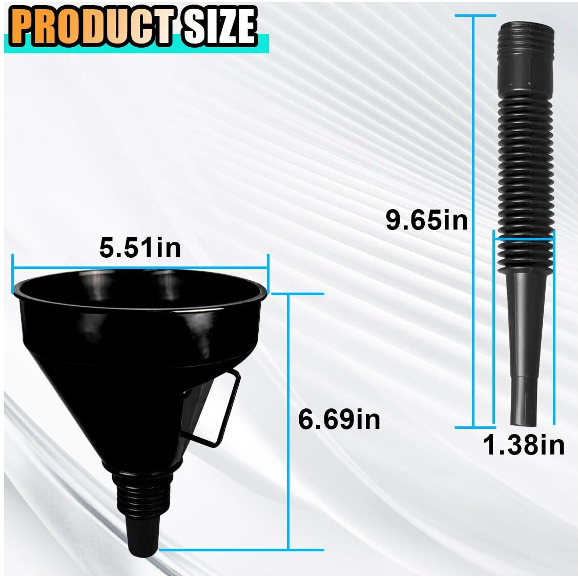 Wide Mouth Oil Funnel With Handle, Automotive Flex Funnel With Flexible Spout Extension Nozzle Hose Mesh Screen Filter For Cars Motorcycles Engine Oil, Liquid, Diesel, Kerosene, Gasoline
