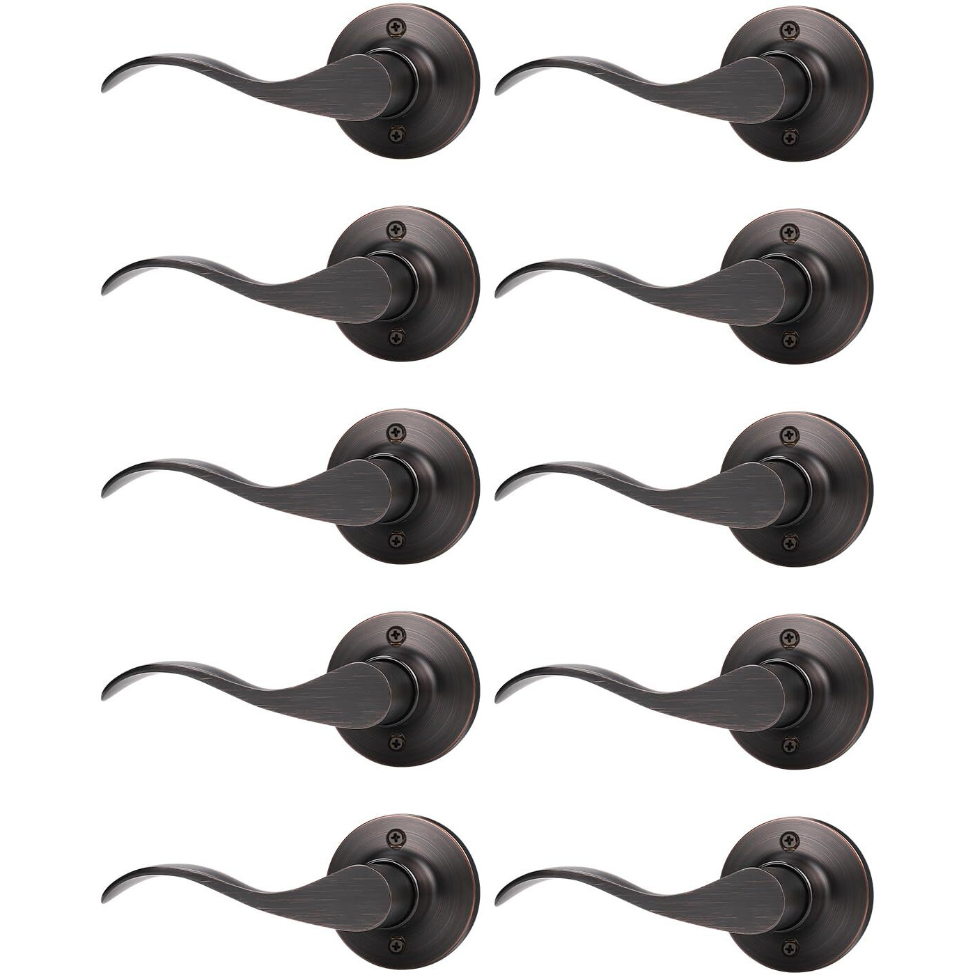 Mengico 10 Pack Single Sided Dummy Door Handle, Oil Rubbed Bronze Interior Door Lever, Left Handled Dummy Knobs For Closet, Non-Turning Interior Push/Pull Door Knob