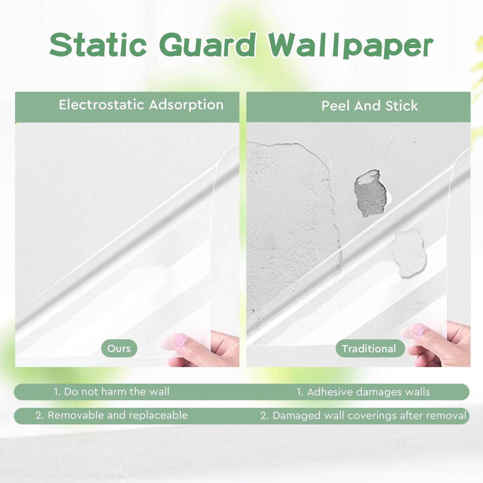 Wall Protector Clear Contact Paper Electrostatic Absorption Wall Protective Film Removable Walls Covering Oil Proof Waterproof Back Splash Protectors Wallpaper For Trash Can Chair Cat Dog Stove