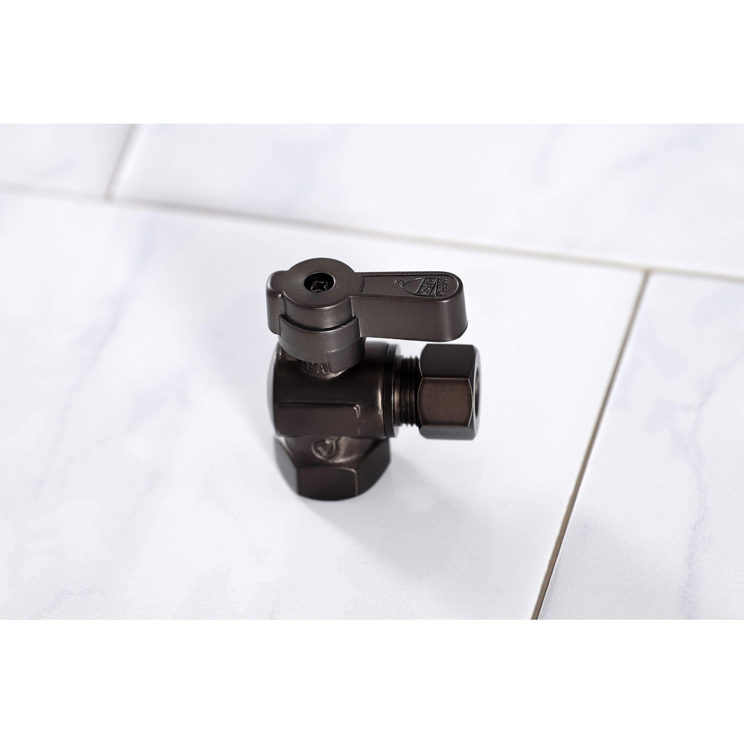 Kingston Brass Kf3310Orb Od Angle Stop Valve With Lever Handle, 3/8"" Fip X 3/8"" O.D Comp, Oil Rubbed Bronze