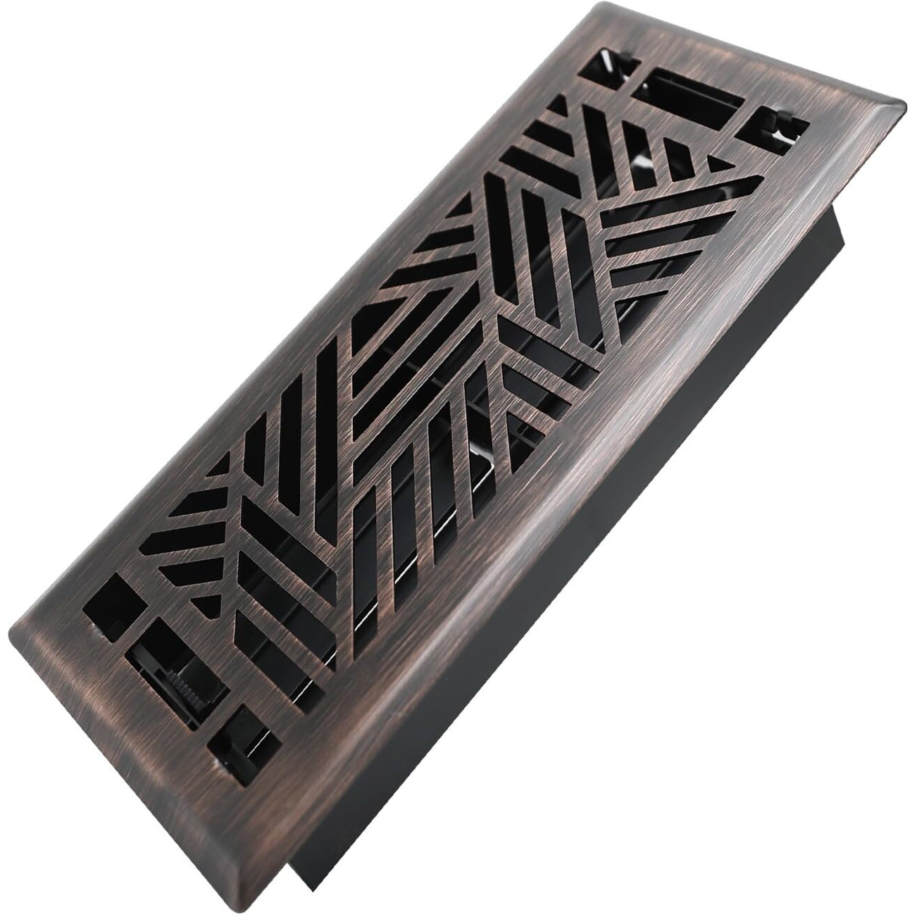 Howeall 4X10 Inches Heavy Duty Walkable Floor Register Easy Adjust Air Supply Lever Floor Vents - Brooklyn Design - Vent Cover For Home Floor - Oil Rubbed Bronze