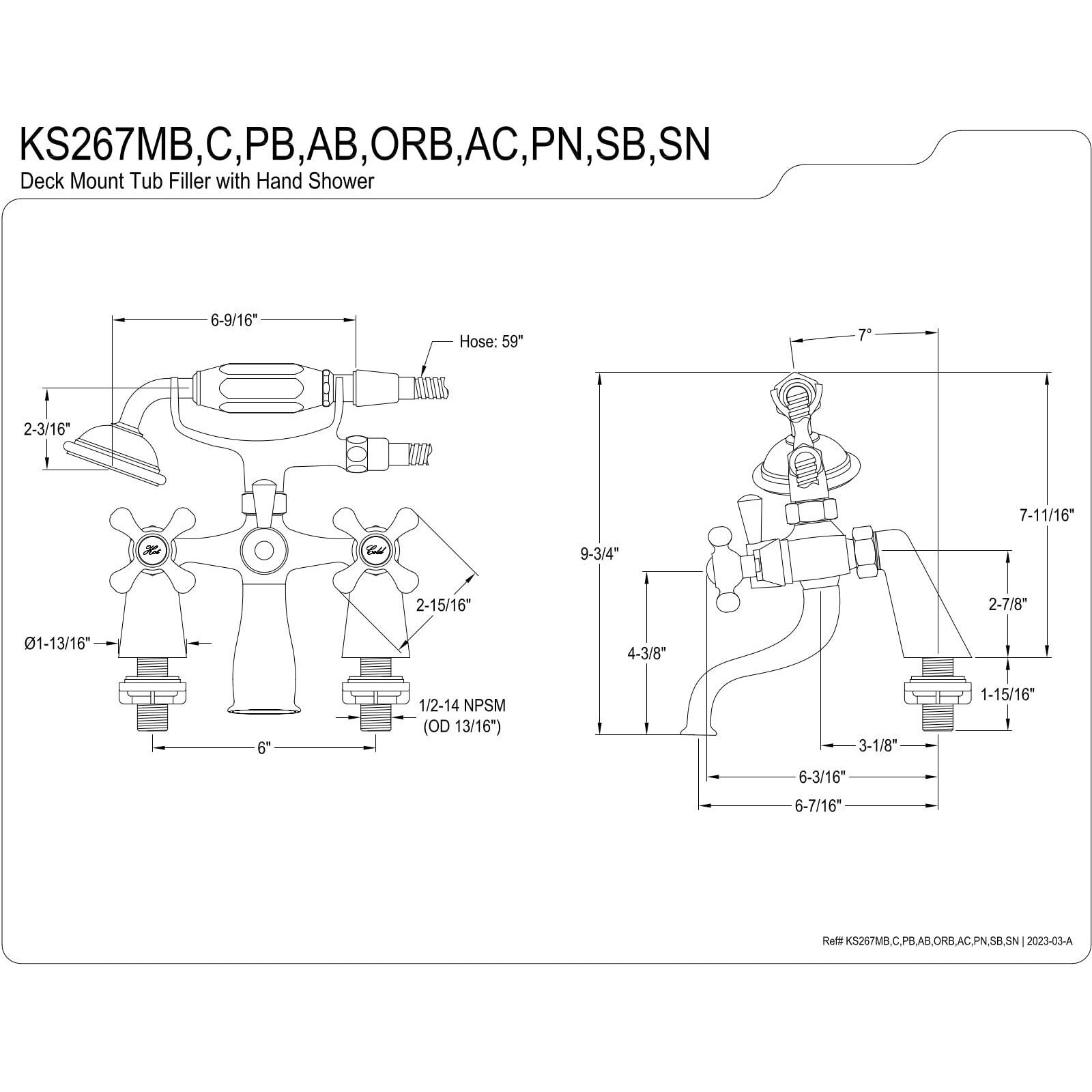Kingston Brass Ks267Orb Kingston Clawfoot Tub Faucet With Hand Shower, Oil Rubbed Bronze