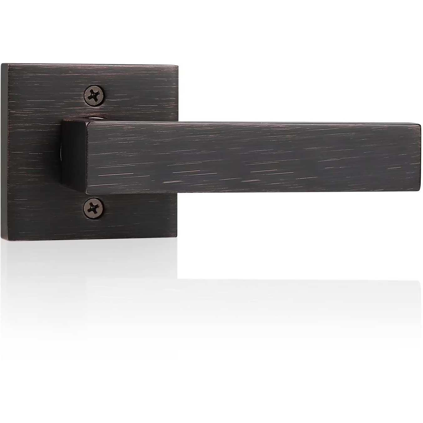 Knobelite(1 Pack Dummy Lever Door Handle, Slim Square Non-Turning Single Side Pull Only Lever Set For Closet Or French Doors, Oil Rubbed Bronze With Modern Contemporary For Half-Dummy Application