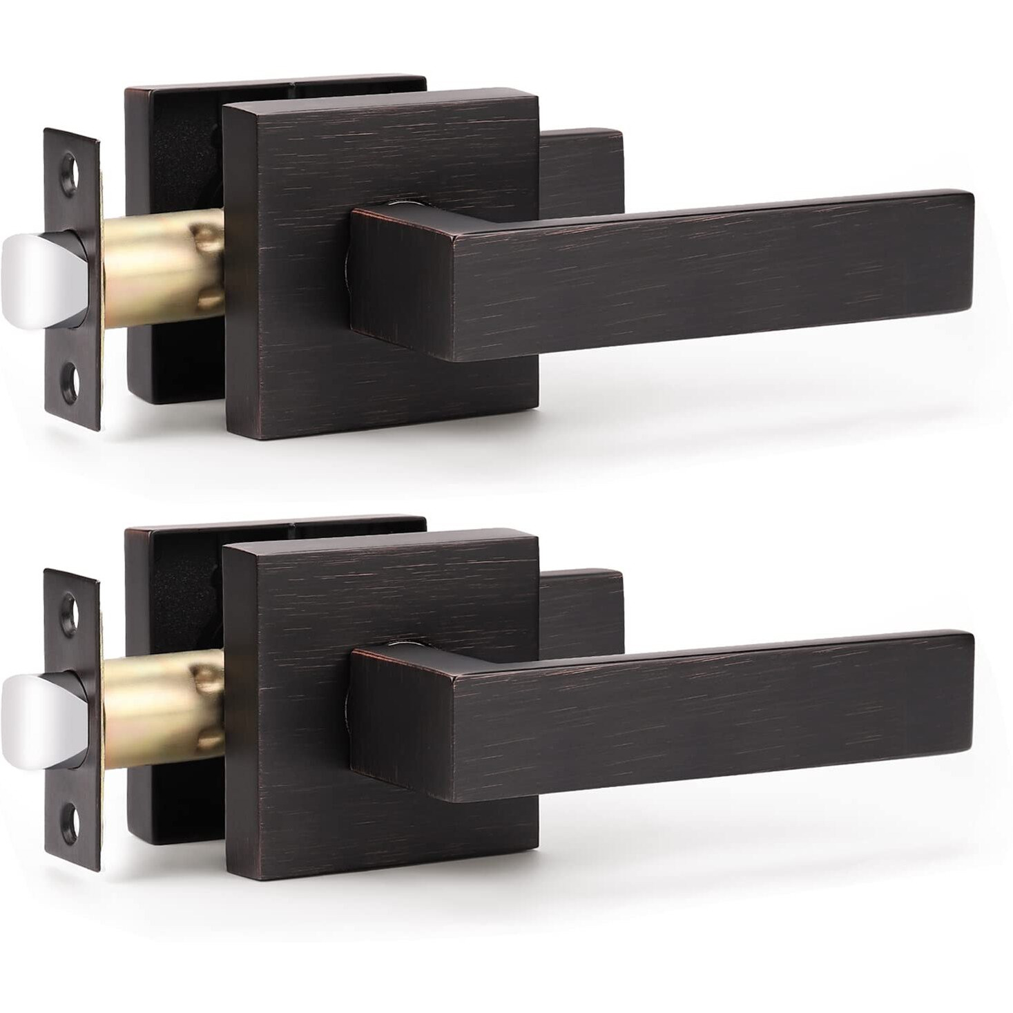Knobwell Premium Oil Rubbed Bronze Closet Door Handles Passage Function Heavy Duty Lever, Door Handle For Left Or Right Handing, Interior Door Lever 2 Pack 2.07 Lb One Lever