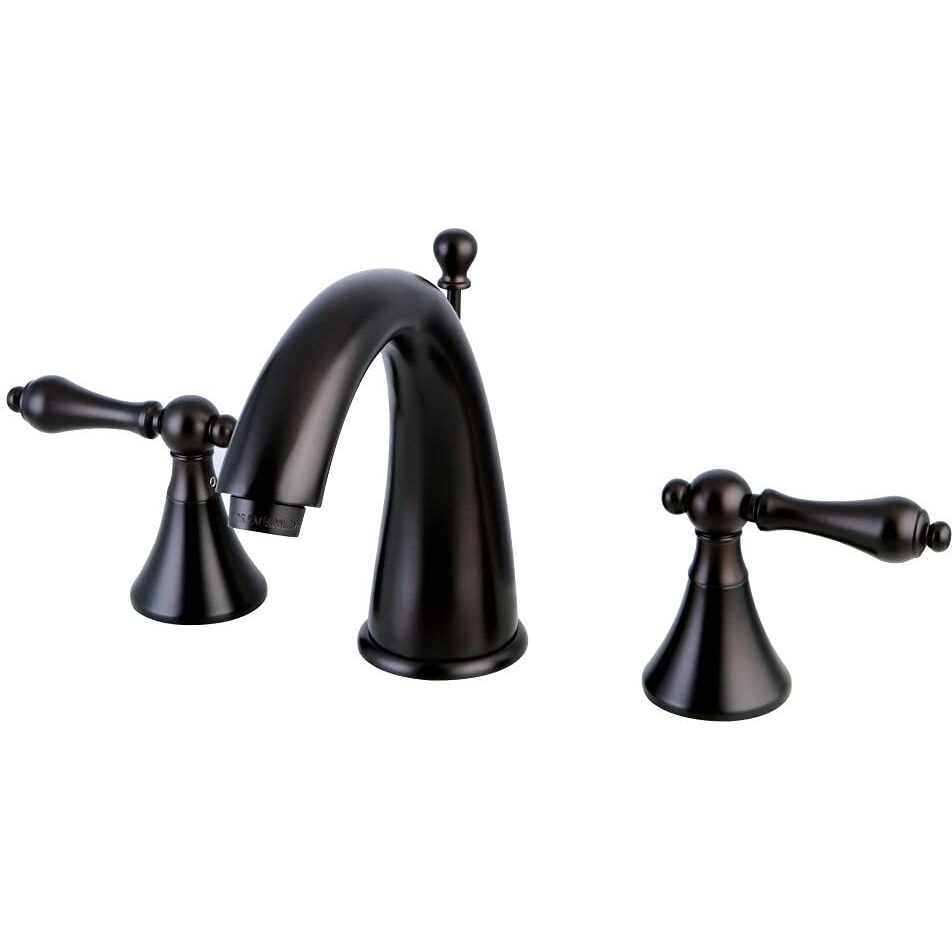 Kingston Brass Ks2975Al Naples Widespread Lavatory Faucet With Metal Lever Handle, Oil Rubbed Bronze