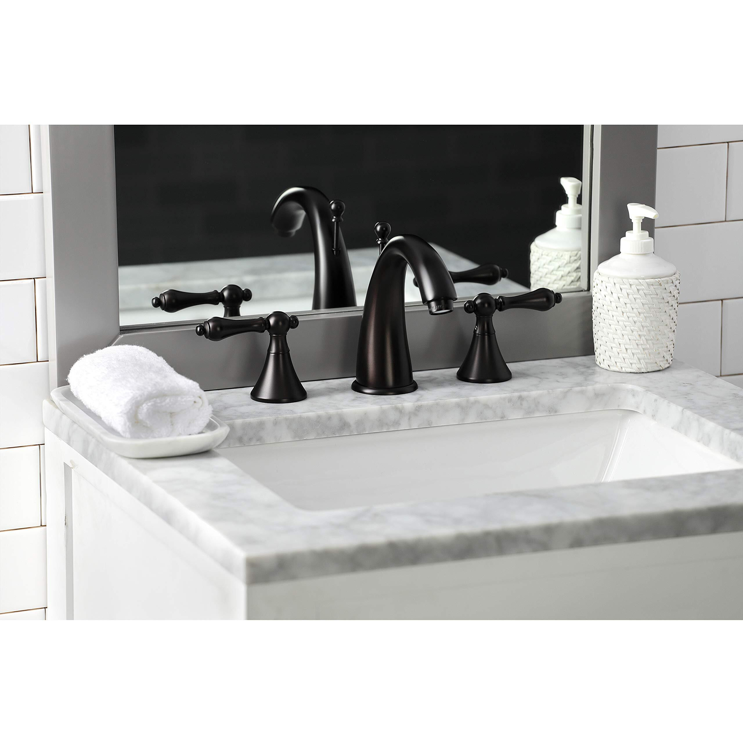 Kingston Brass Ks2975Al Naples Widespread Lavatory Faucet With Metal Lever Handle, Oil Rubbed Bronze