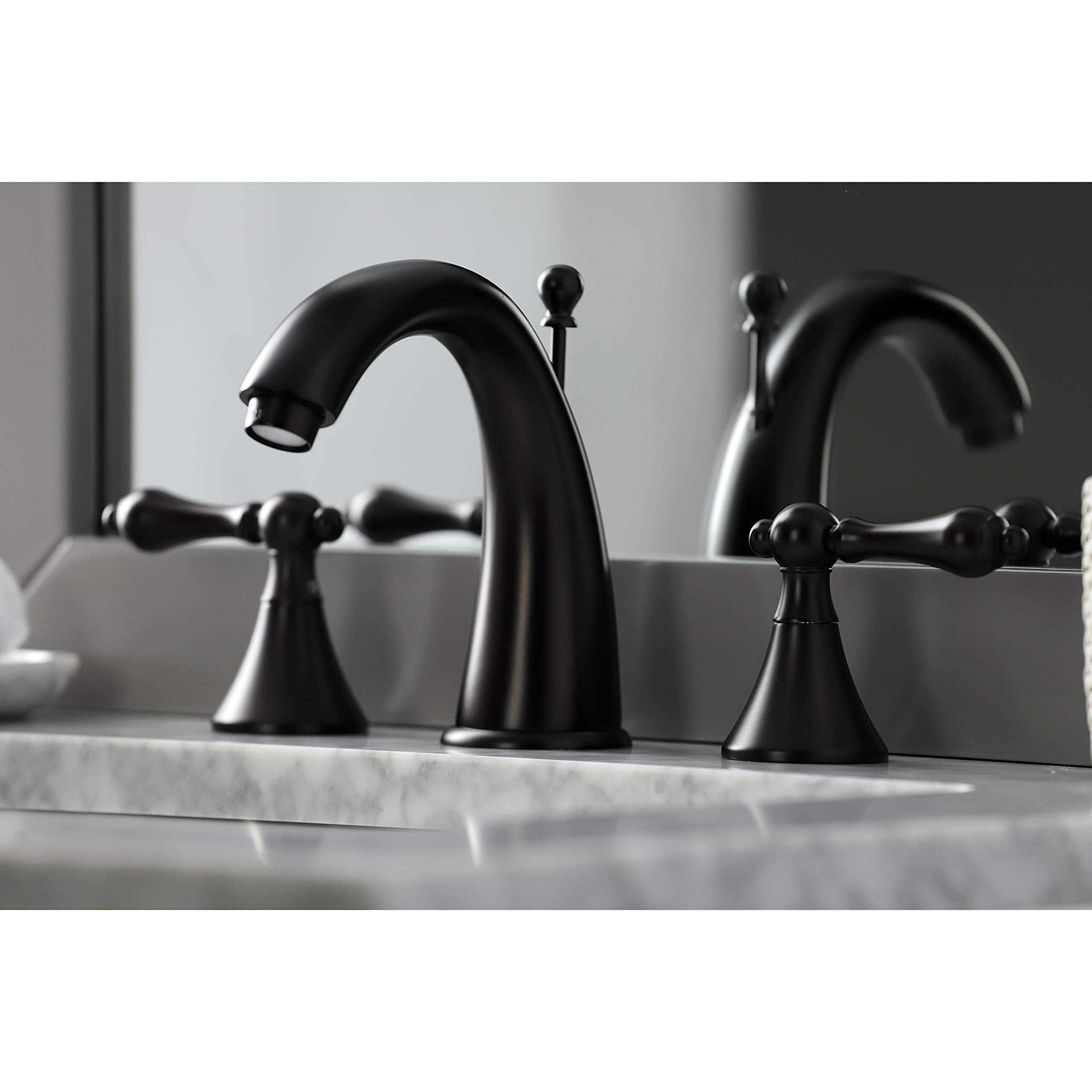 Kingston Brass Ks2975Al Naples Widespread Lavatory Faucet With Metal Lever Handle, Oil Rubbed Bronze